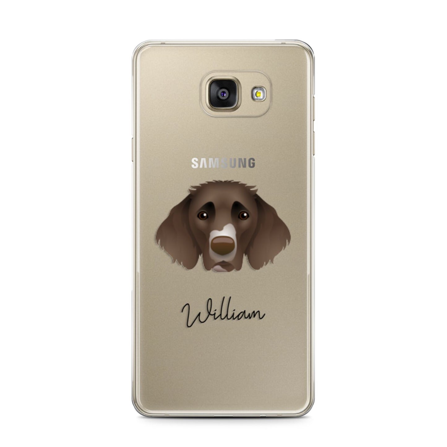 German Longhaired Pointer Personalised Samsung Galaxy A7 2016 Case on gold phone