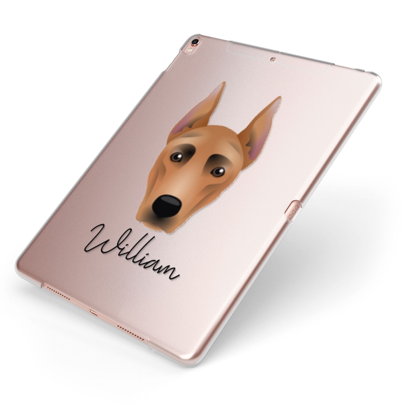 German Pinscher Personalised Apple iPad Case on Rose Gold iPad Side View