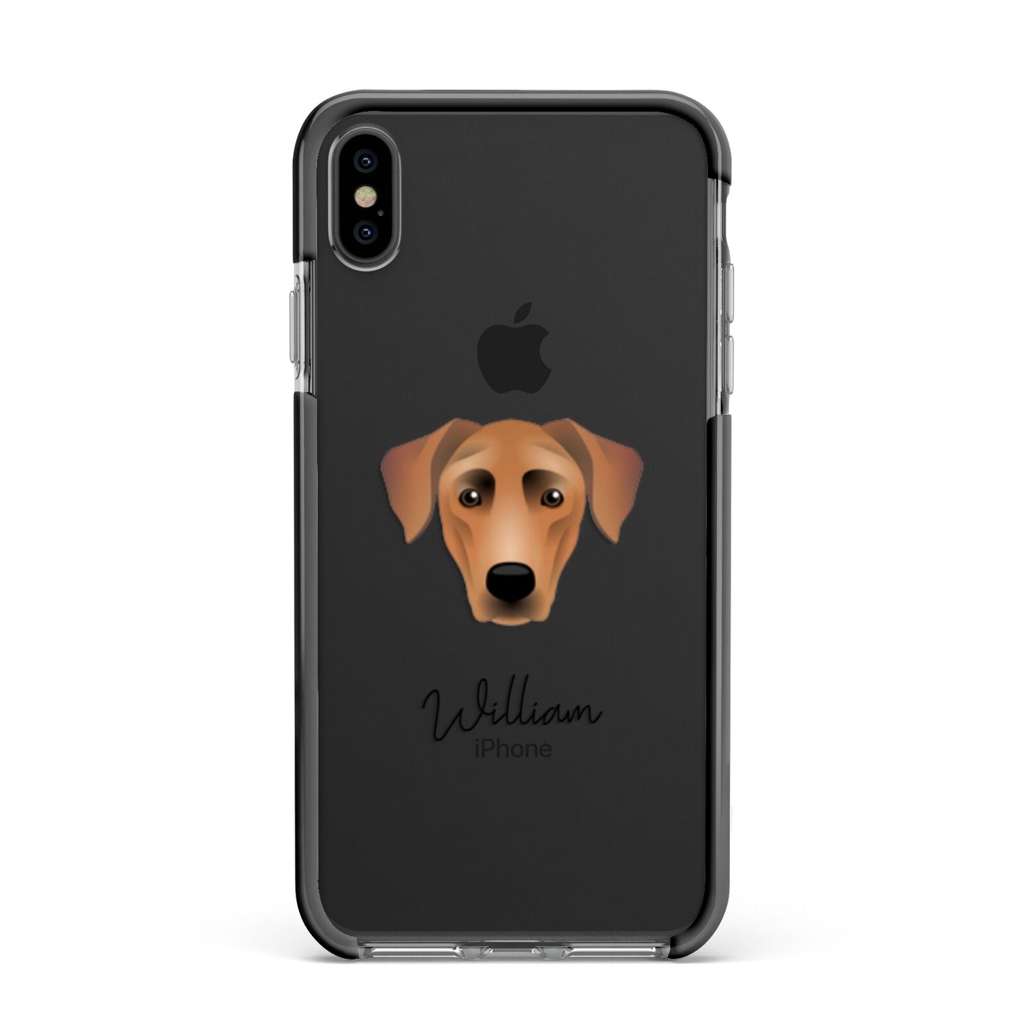 German Pinscher Personalised Apple iPhone Xs Max Impact Case Black Edge on Black Phone