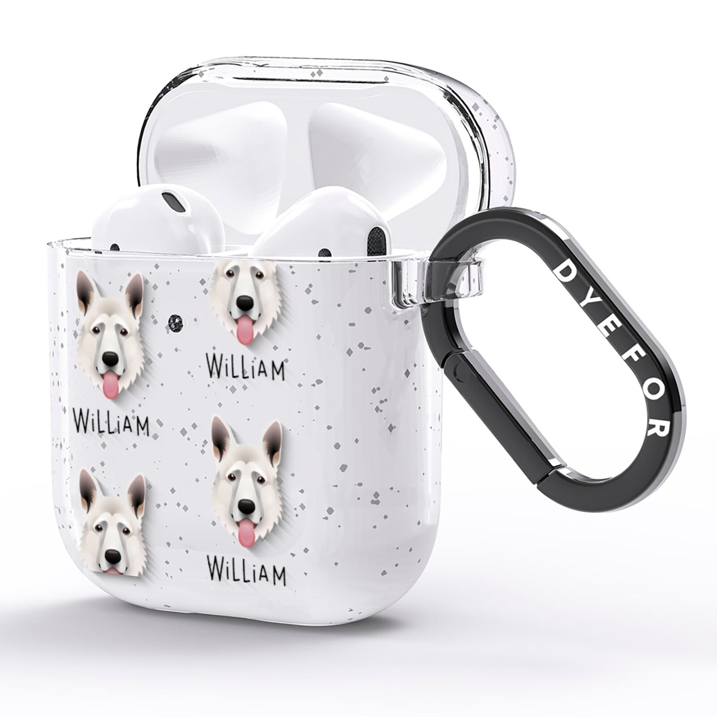 German Shepherd Icon with Name AirPods Glitter Case Side Image