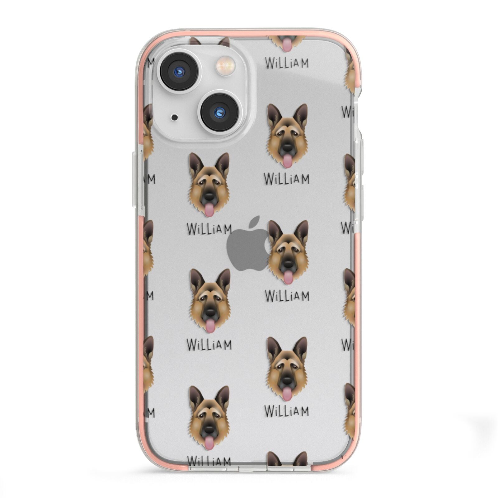 German Shepherd Icon with Name iPhone 13 Mini TPU Impact Case with Pink Edges