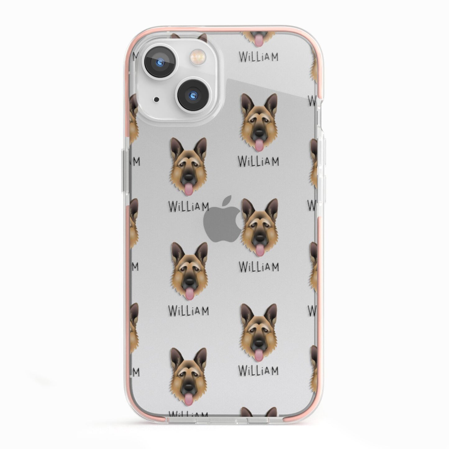 German Shepherd Icon with Name iPhone 13 TPU Impact Case with Pink Edges