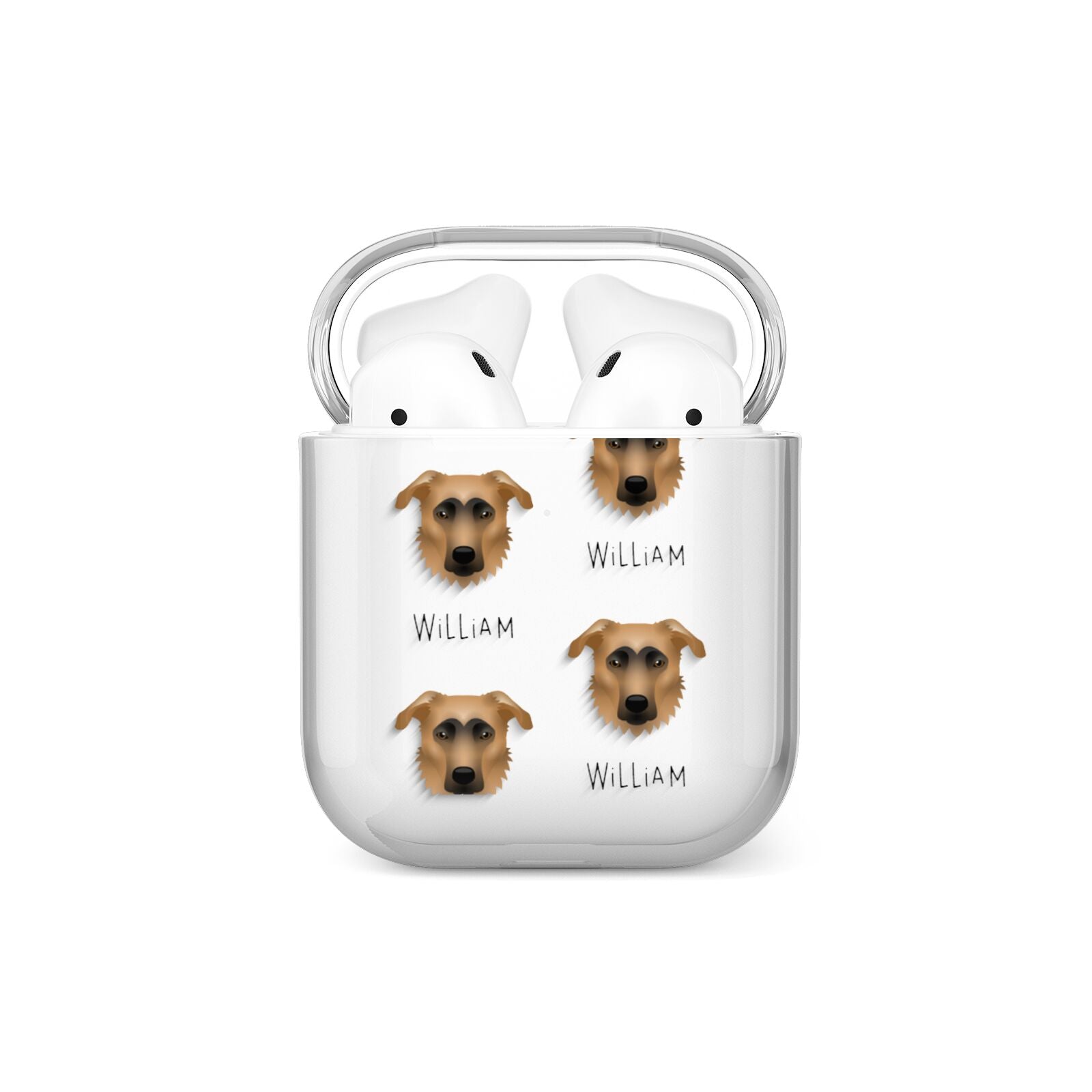 German Sheprador Icon with Name AirPods Case