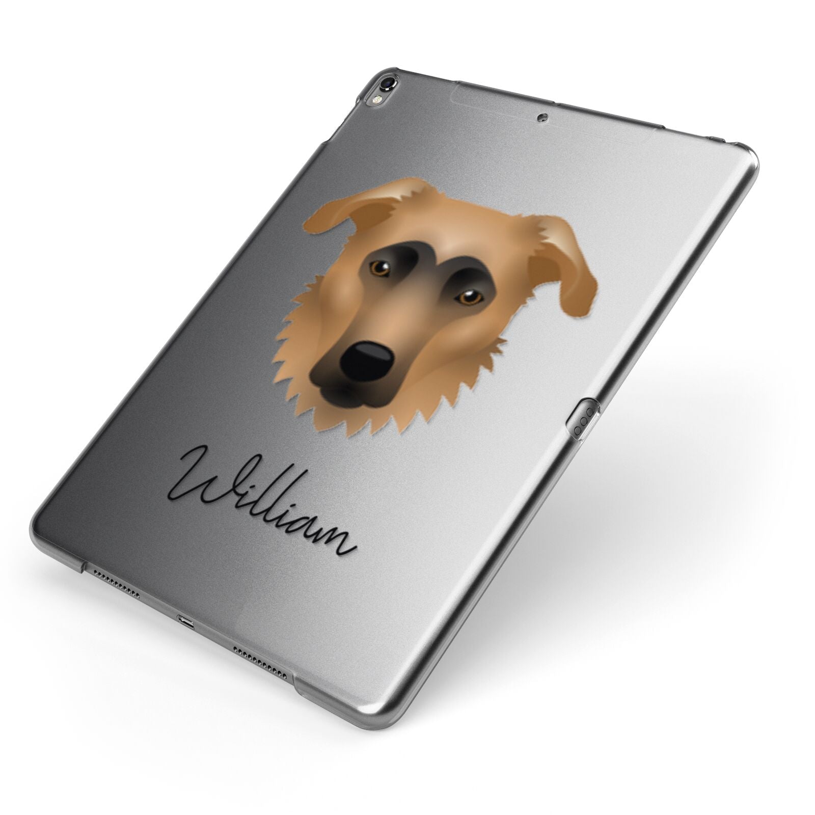 German Sheprador Personalised Apple iPad Case on Grey iPad Side View