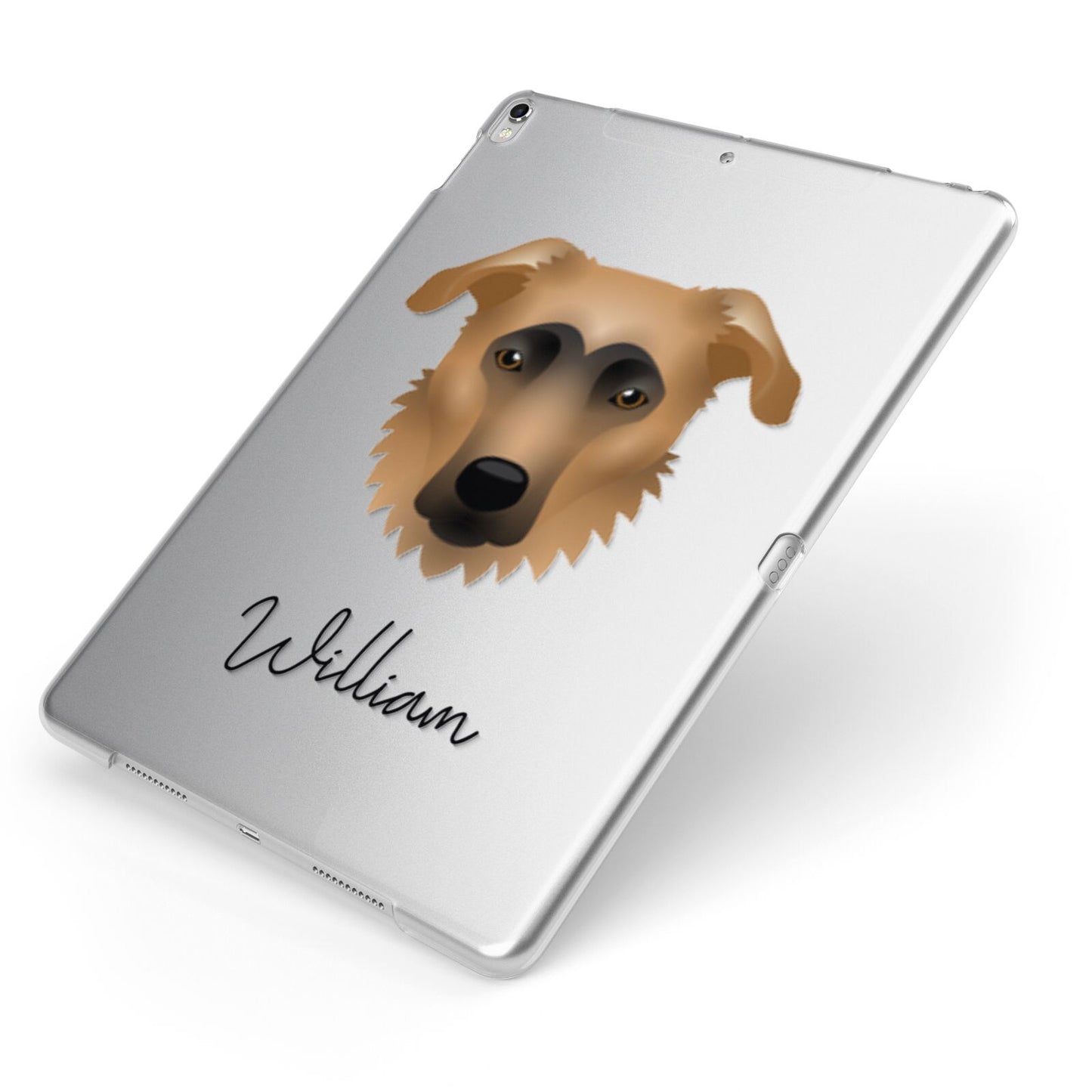 German Sheprador Personalised Apple iPad Case on Silver iPad Side View