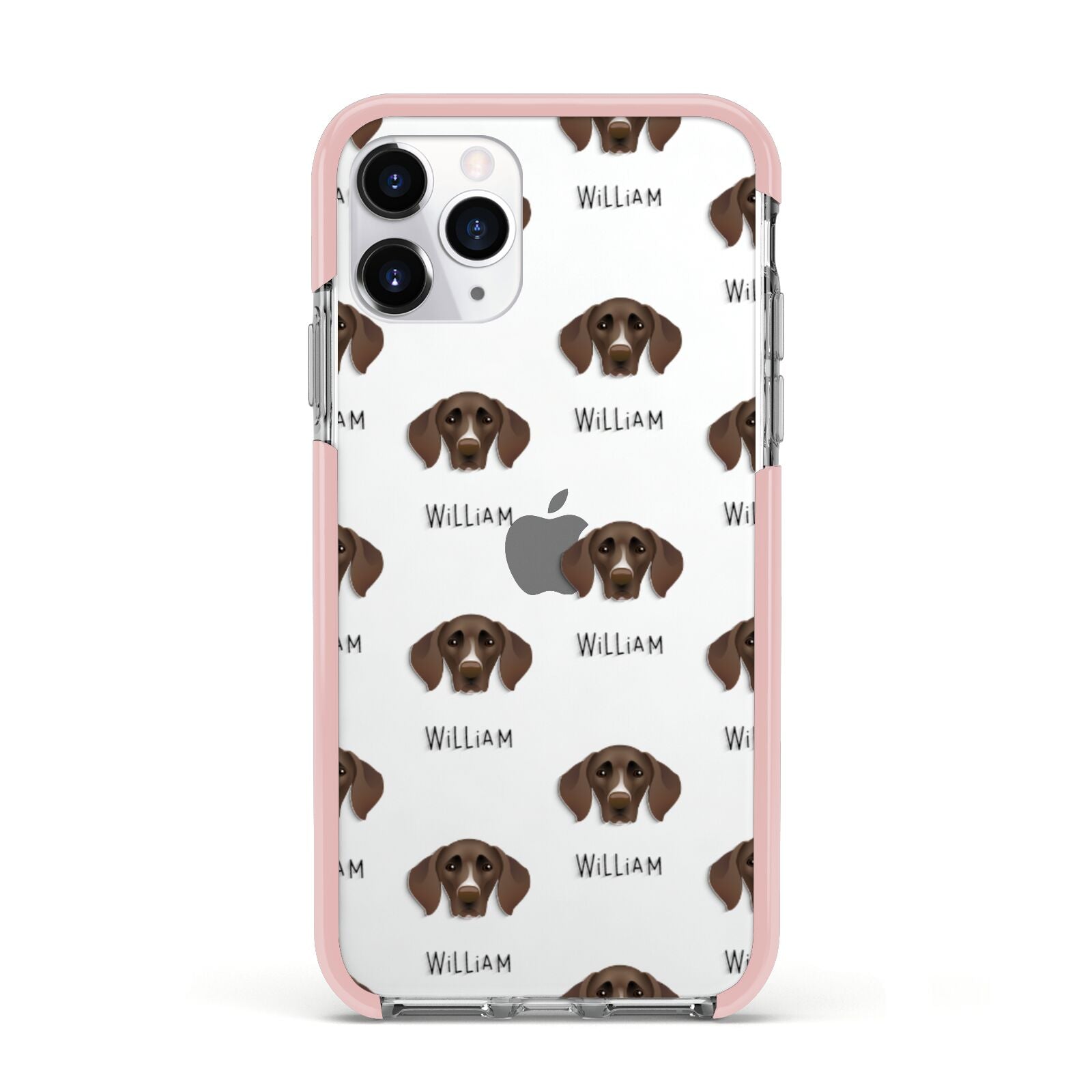 German Shorthaired Pointer Icon with Name Apple iPhone 11 Pro in Silver with Pink Impact Case