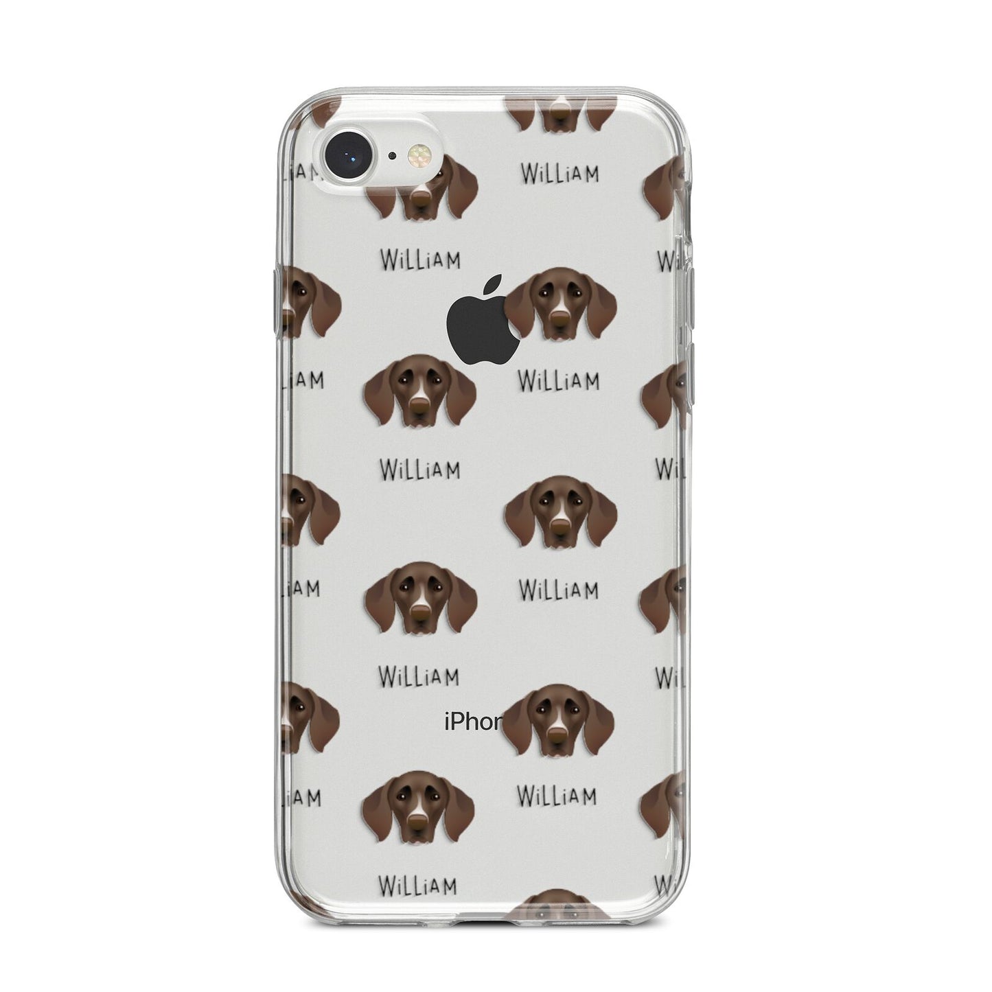 German Shorthaired Pointer Icon with Name iPhone 8 Bumper Case on Silver iPhone