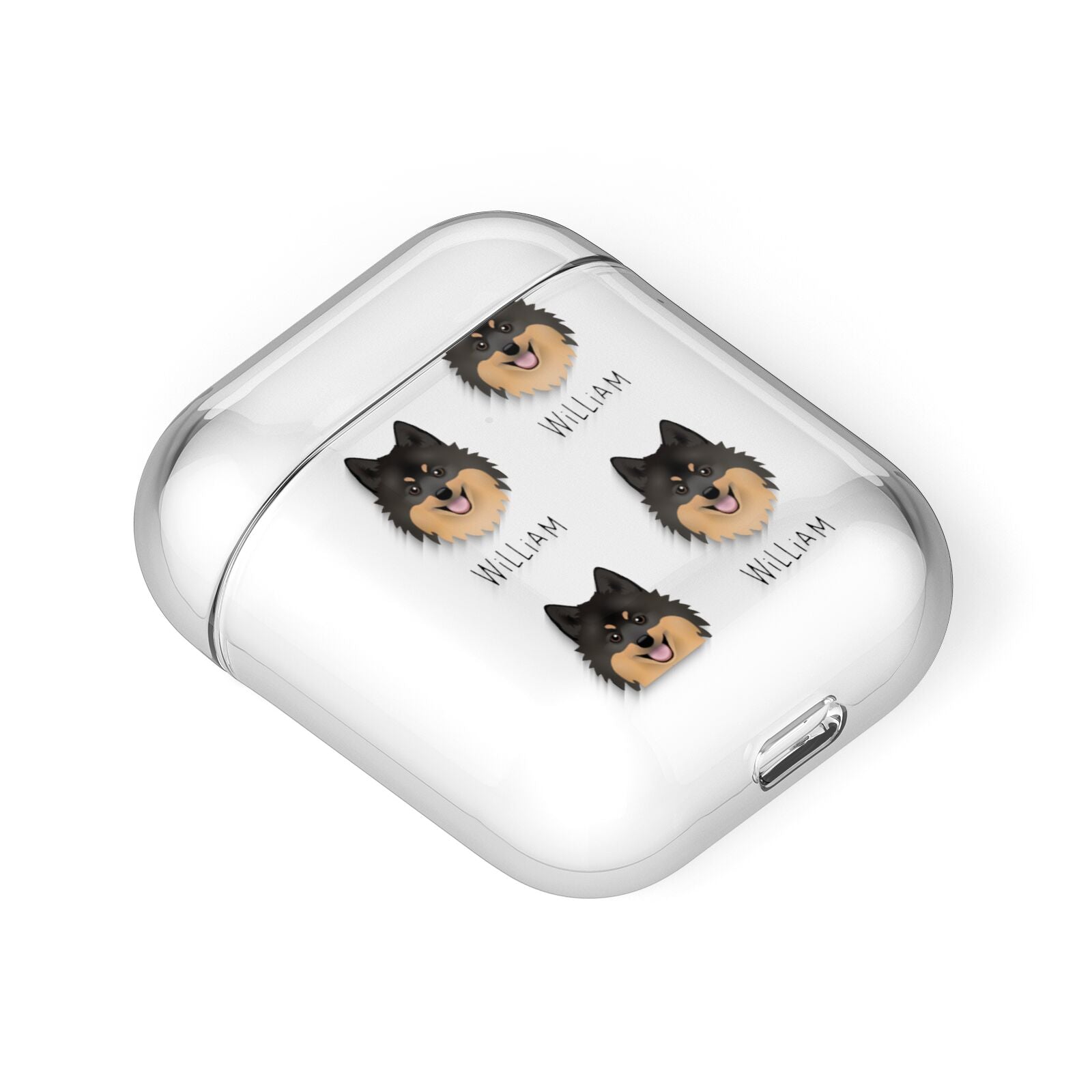 German Spitz Icon with Name AirPods Case Laid Flat