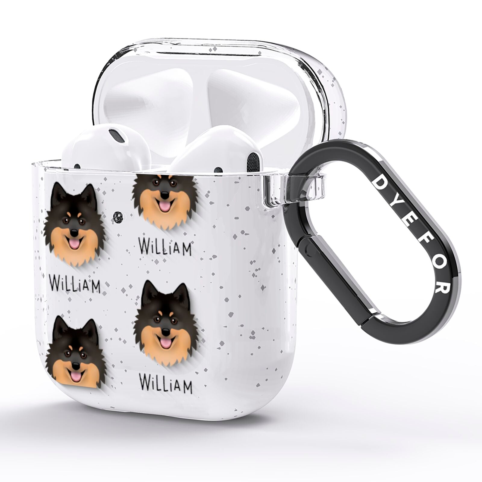 German Spitz Icon with Name AirPods Glitter Case Side Image