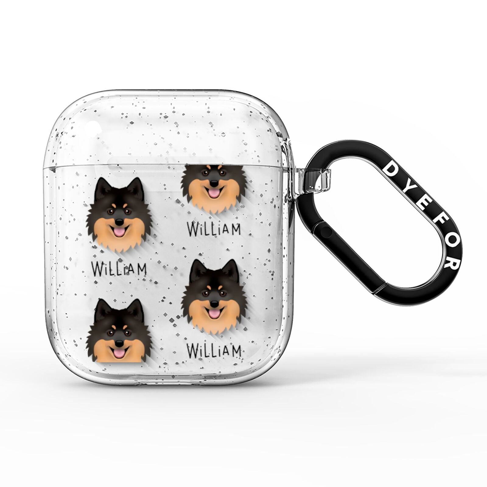 German Spitz Icon with Name AirPods Glitter Case