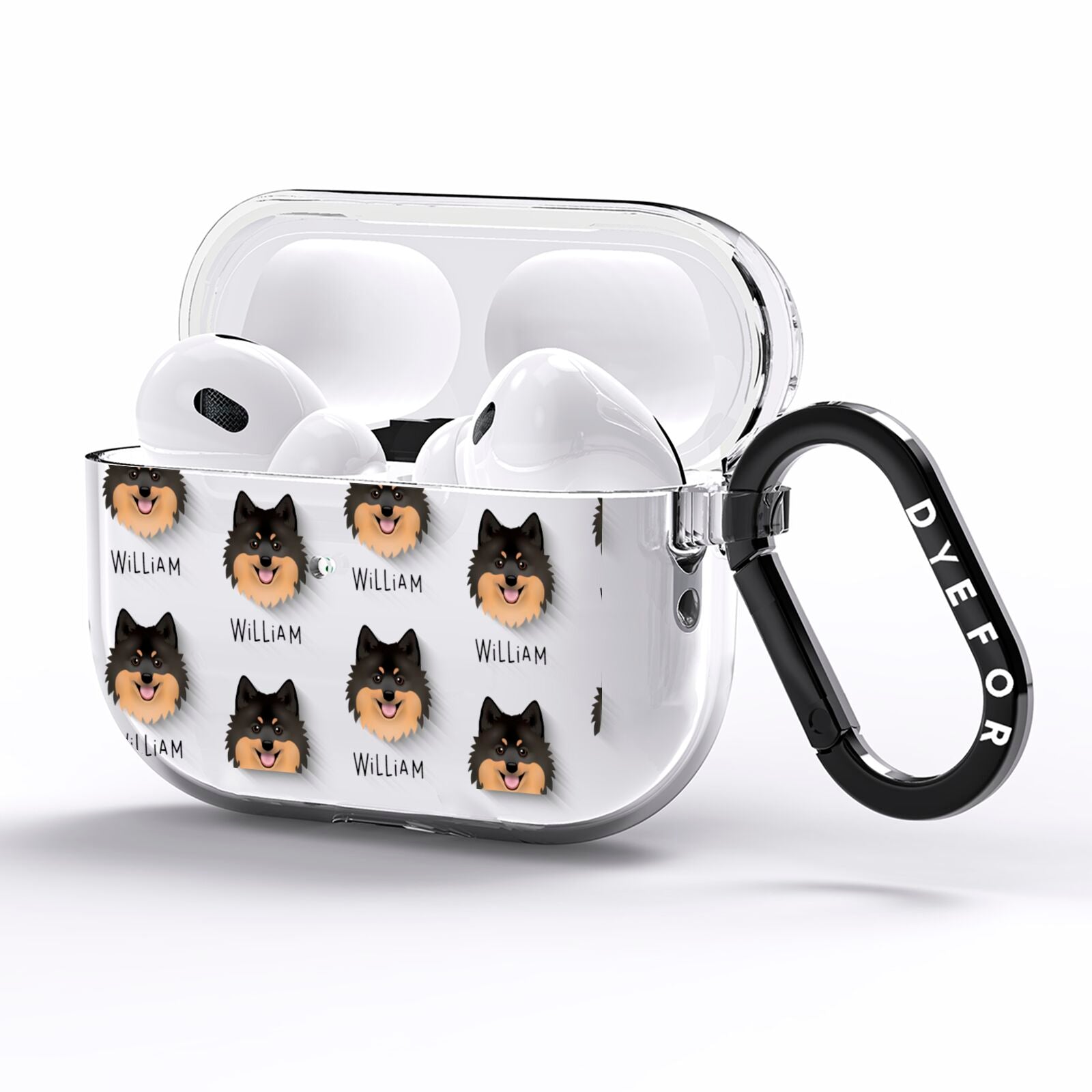 German Spitz Icon with Name AirPods Pro Clear Case Side Image