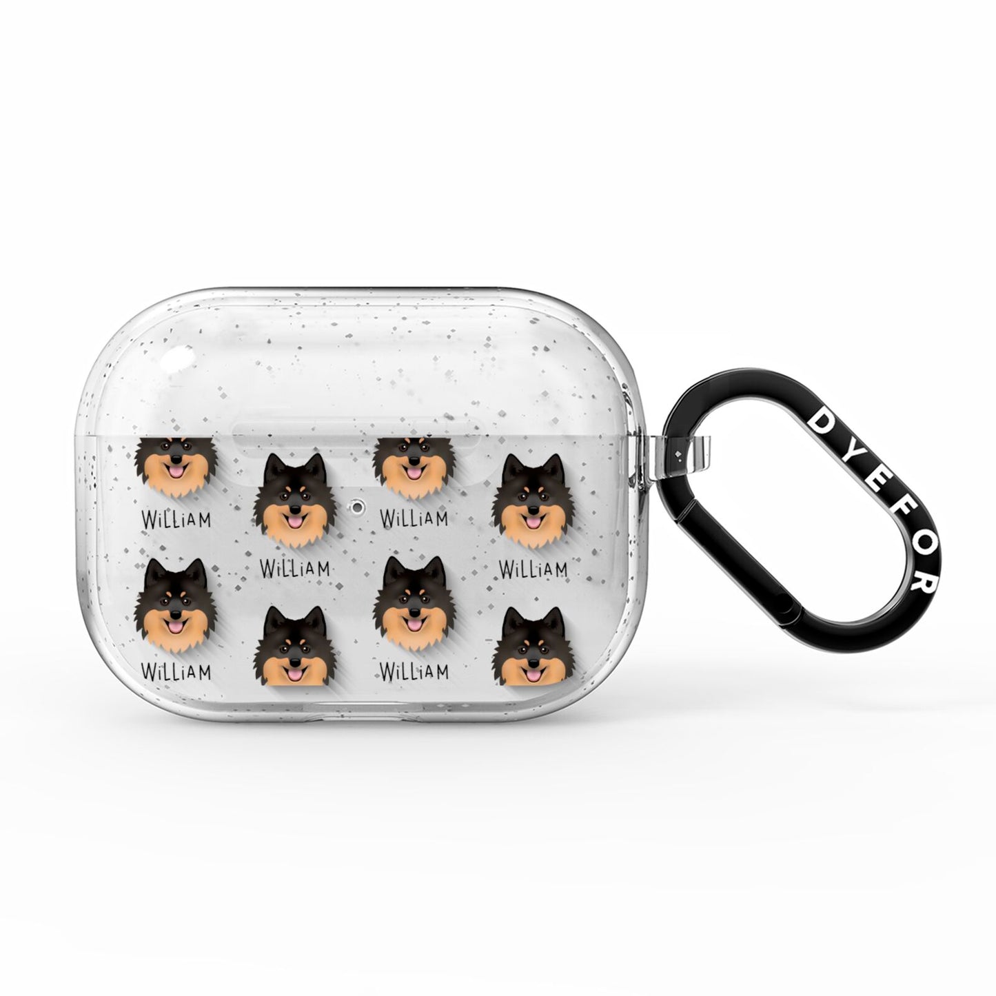 German Spitz Icon with Name AirPods Pro Glitter Case