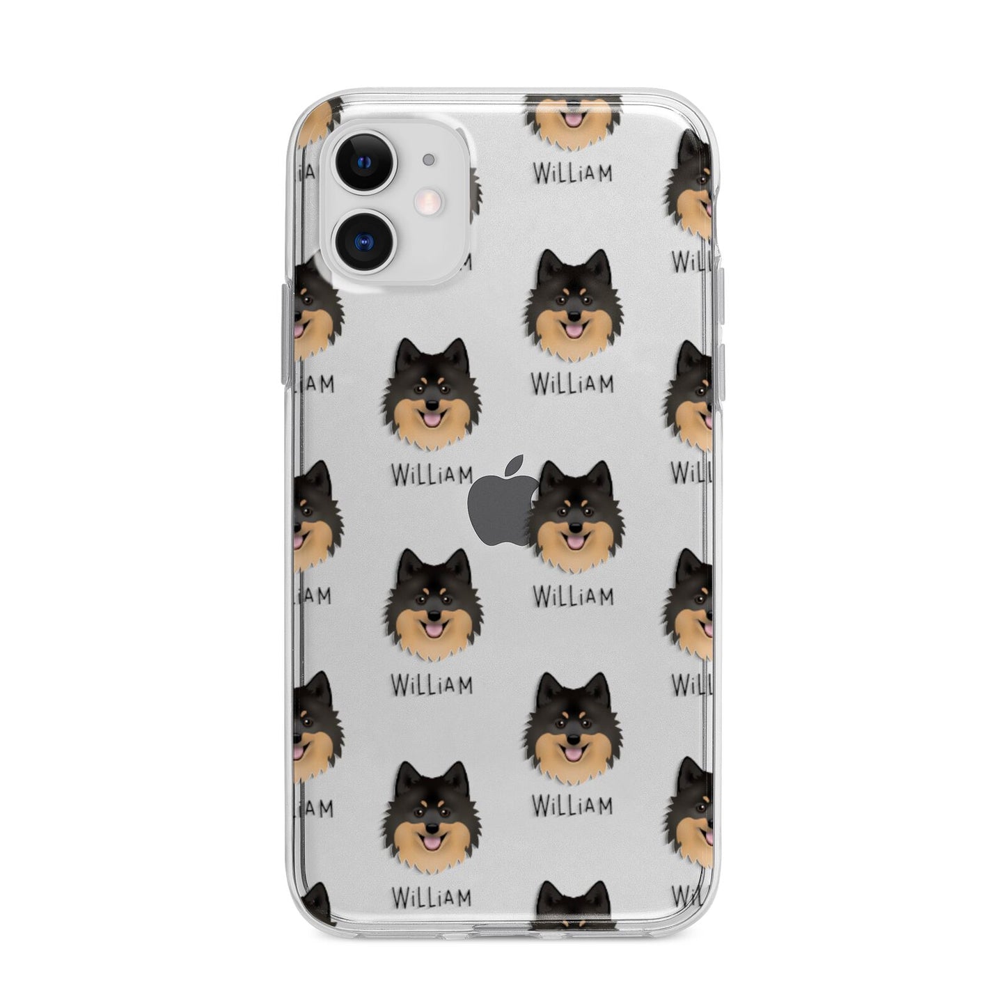 German Spitz Icon with Name Apple iPhone 11 in White with Bumper Case