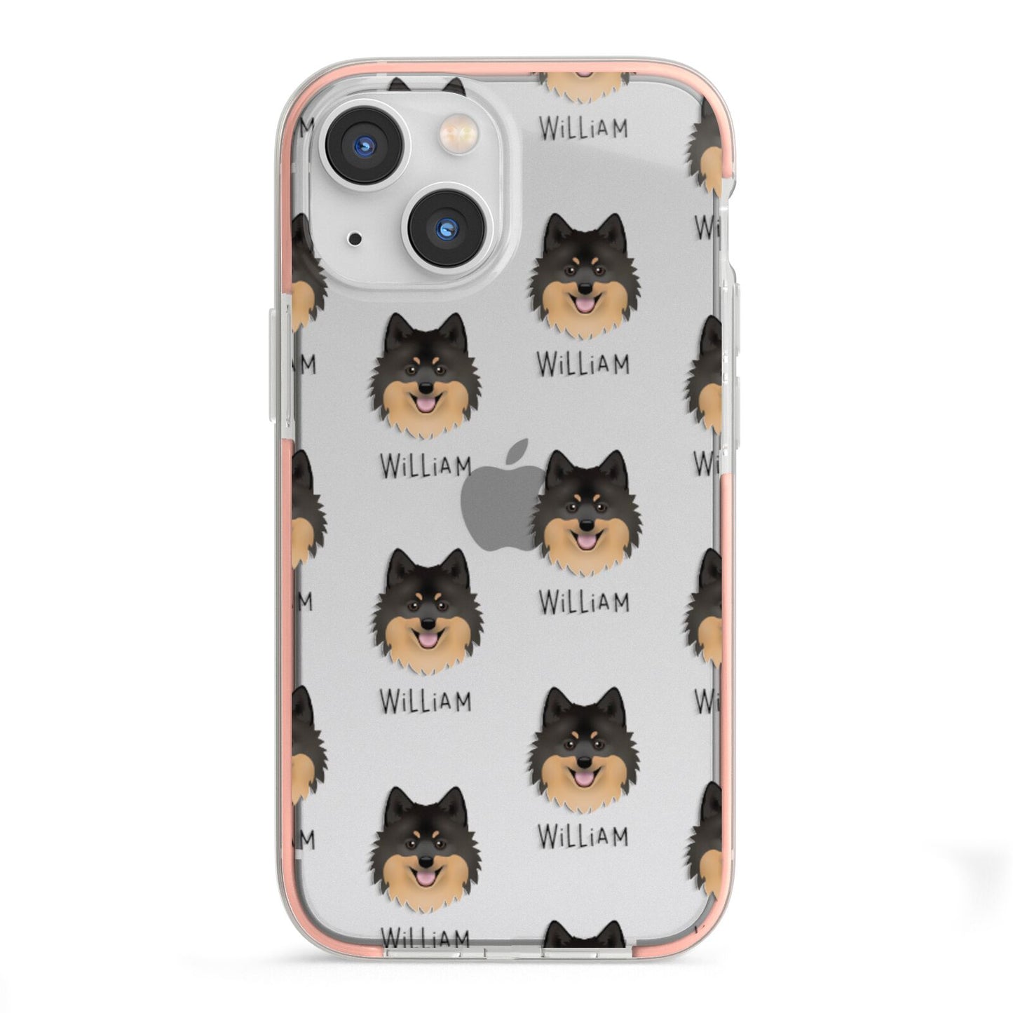 German Spitz Icon with Name iPhone 13 Mini TPU Impact Case with Pink Edges