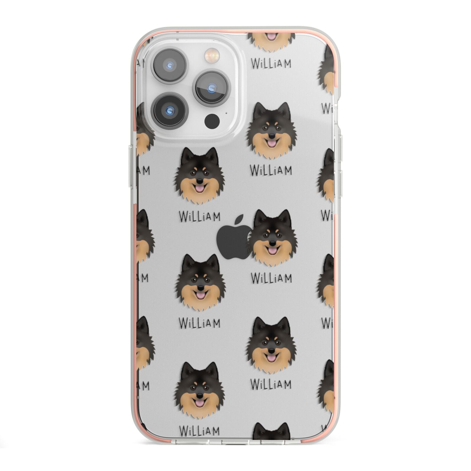German Spitz Icon with Name iPhone 13 Pro Max TPU Impact Case with Pink Edges