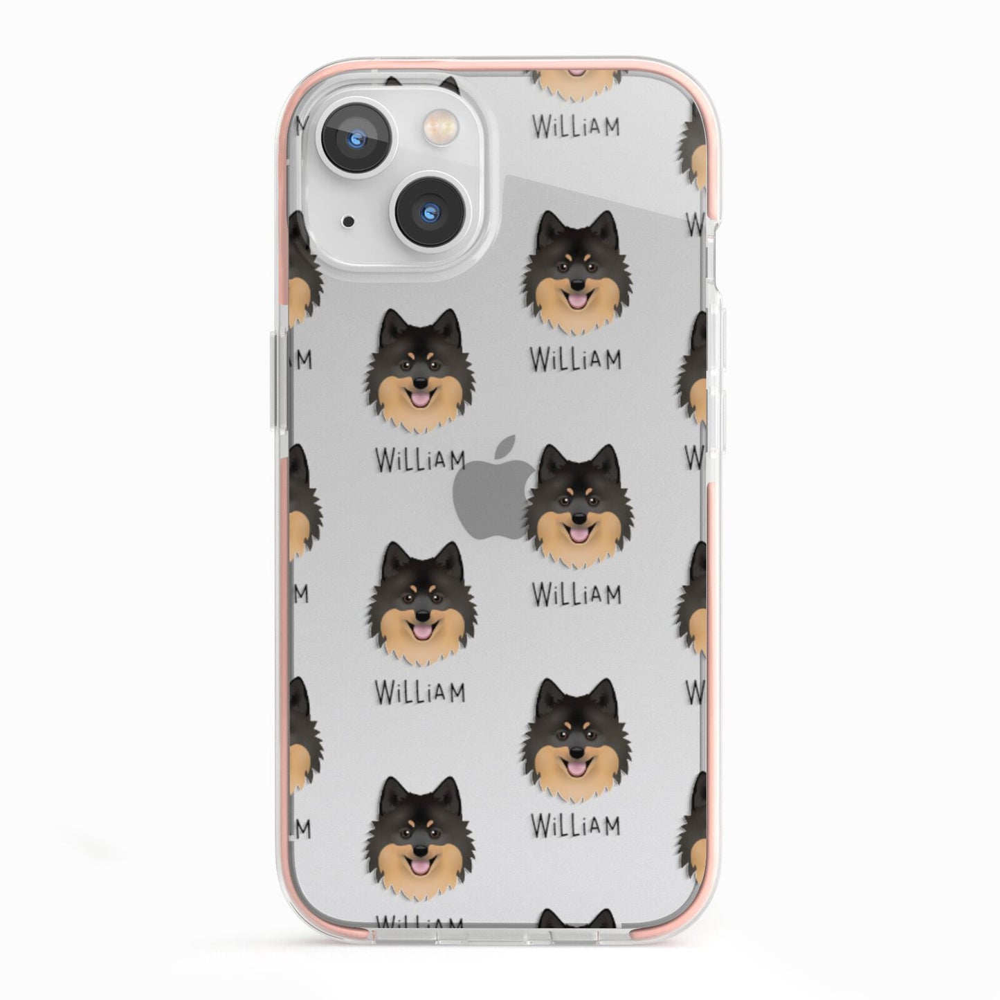 German Spitz Icon with Name iPhone 13 TPU Impact Case with Pink Edges