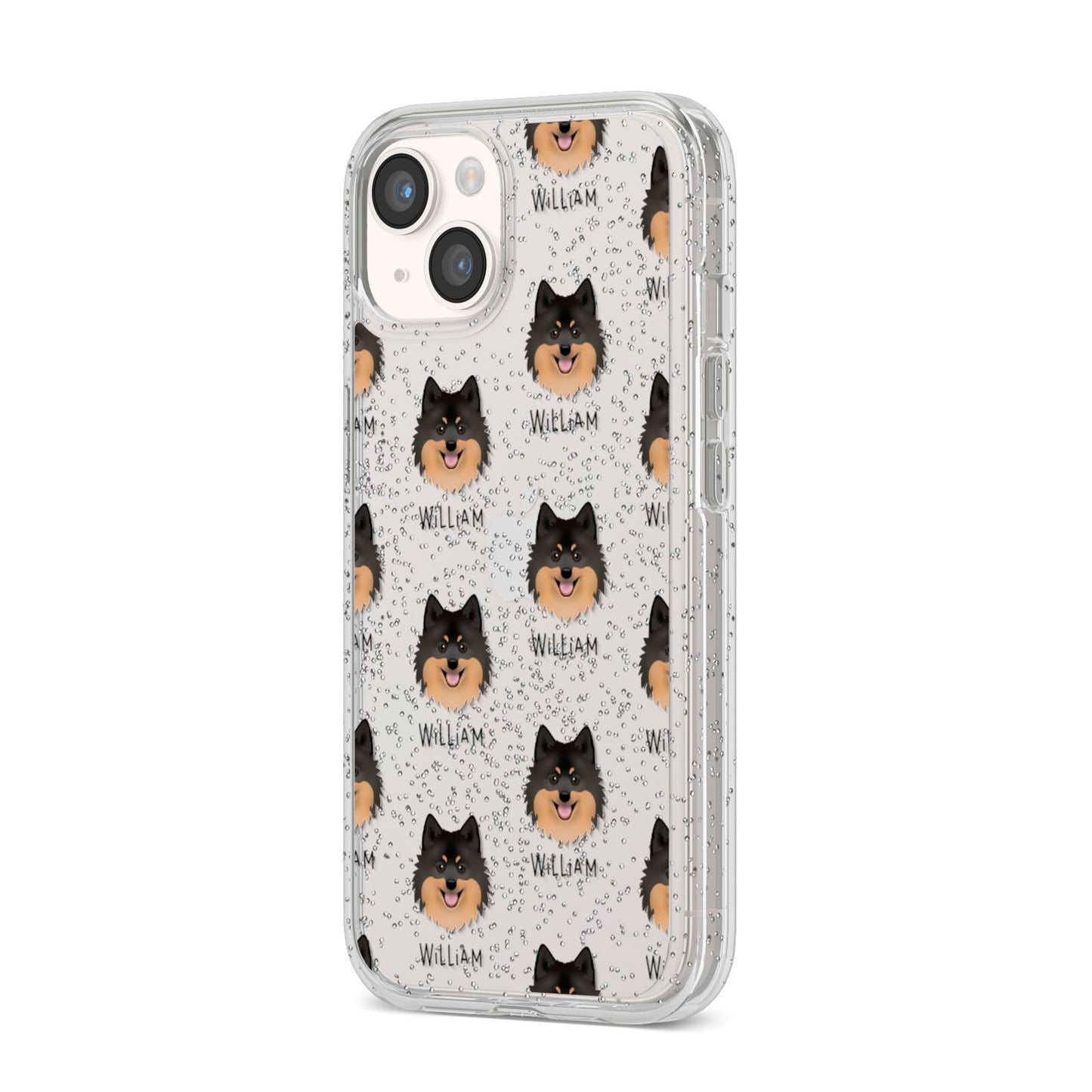 German Spitz Icon with Name iPhone 14 Glitter Tough Case Starlight Angled Image