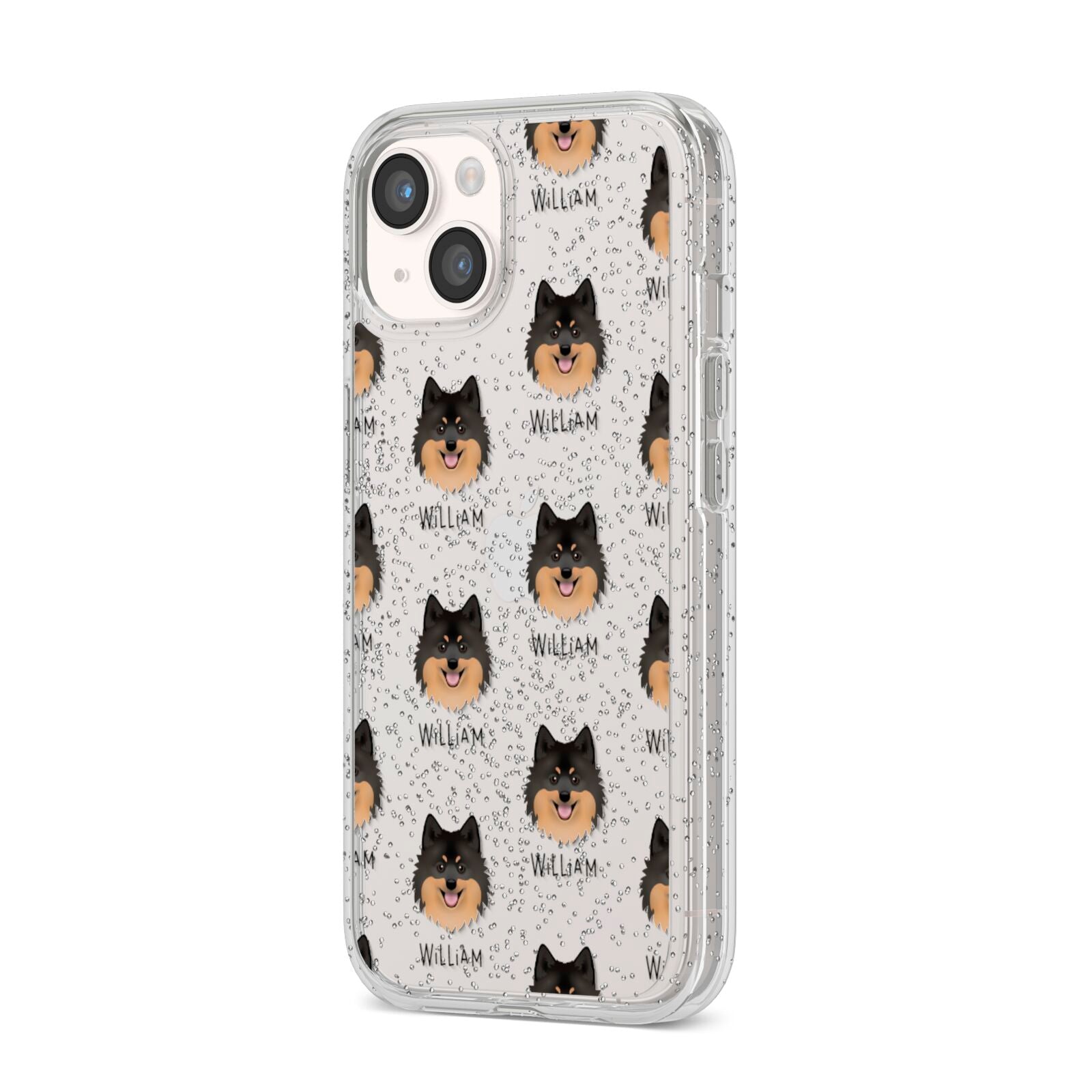 German Spitz Icon with Name iPhone 14 Glitter Tough Case Starlight Angled Image