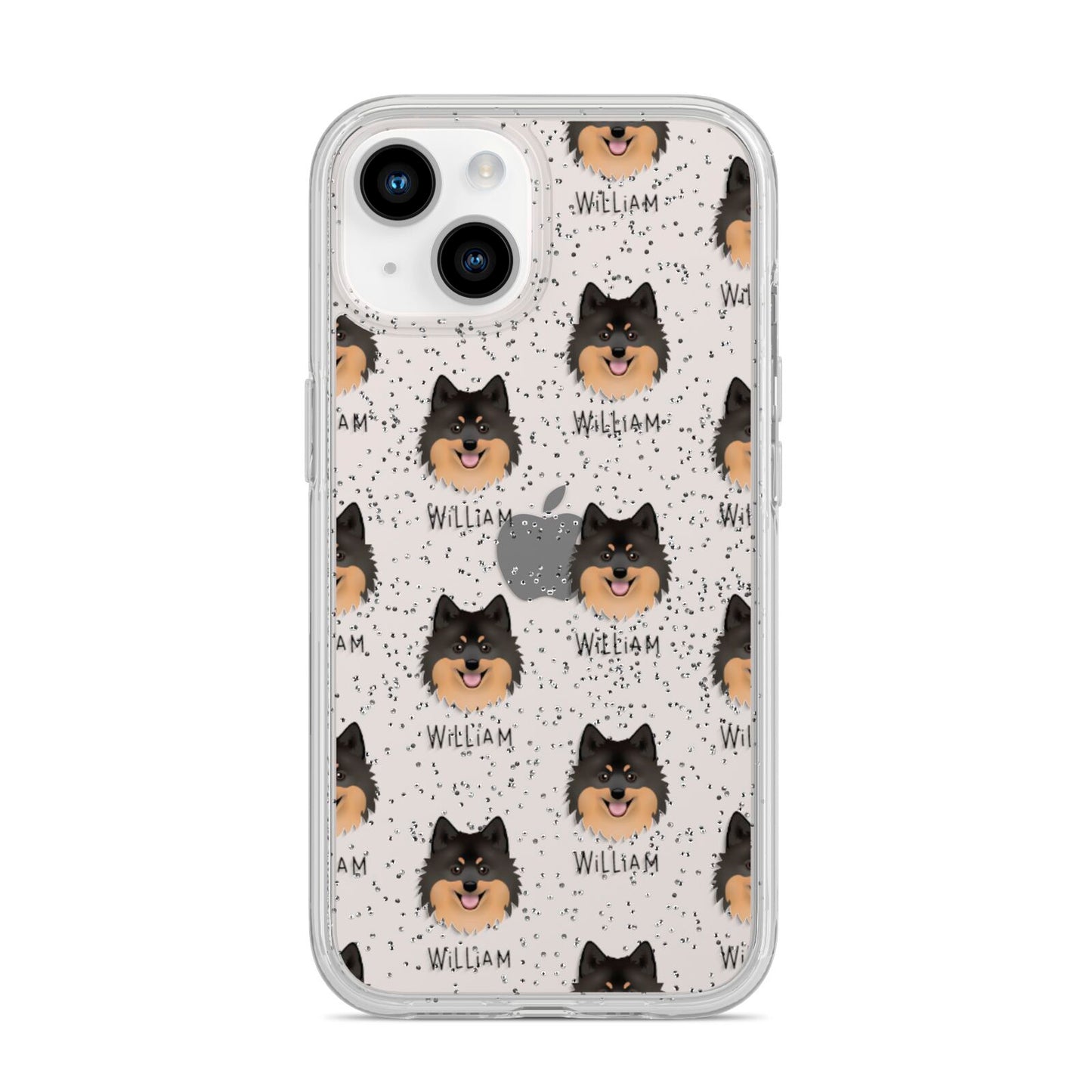 German Spitz Icon with Name iPhone 14 Glitter Tough Case Starlight