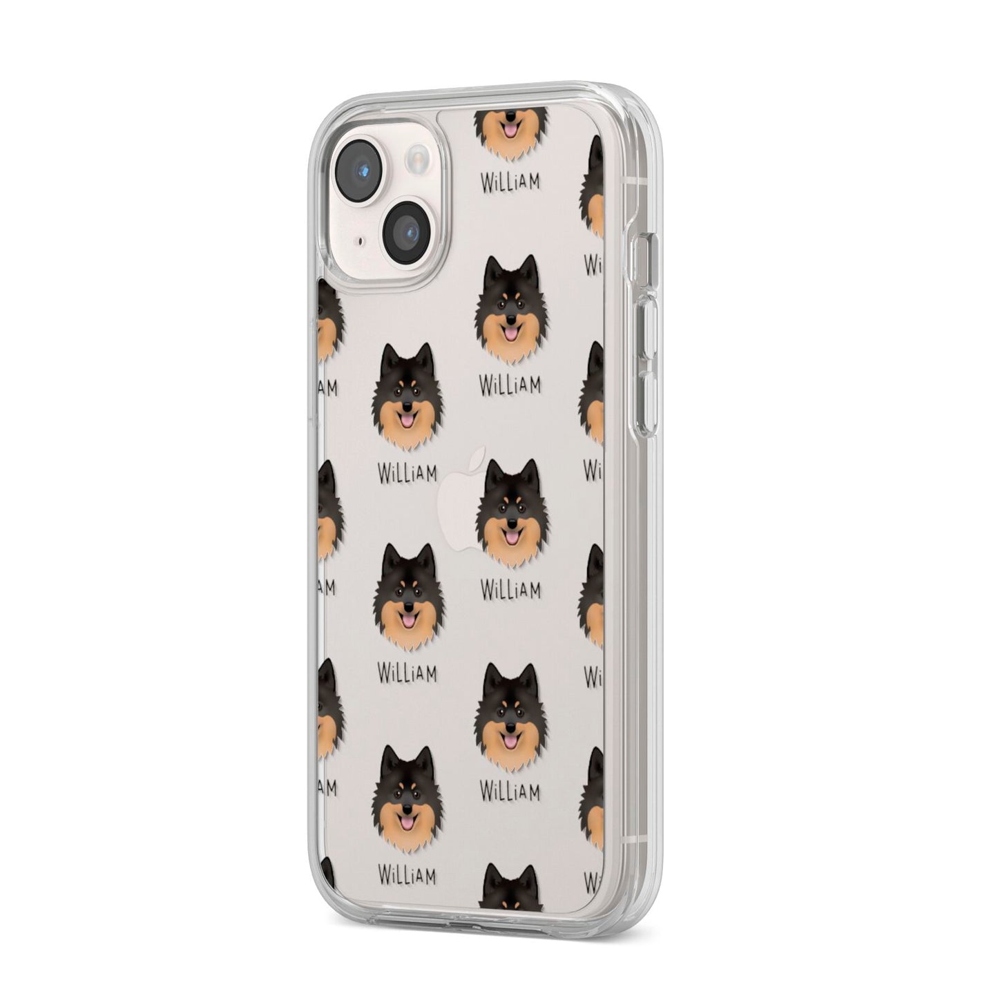 German Spitz Icon with Name iPhone 14 Plus Clear Tough Case Starlight Angled Image