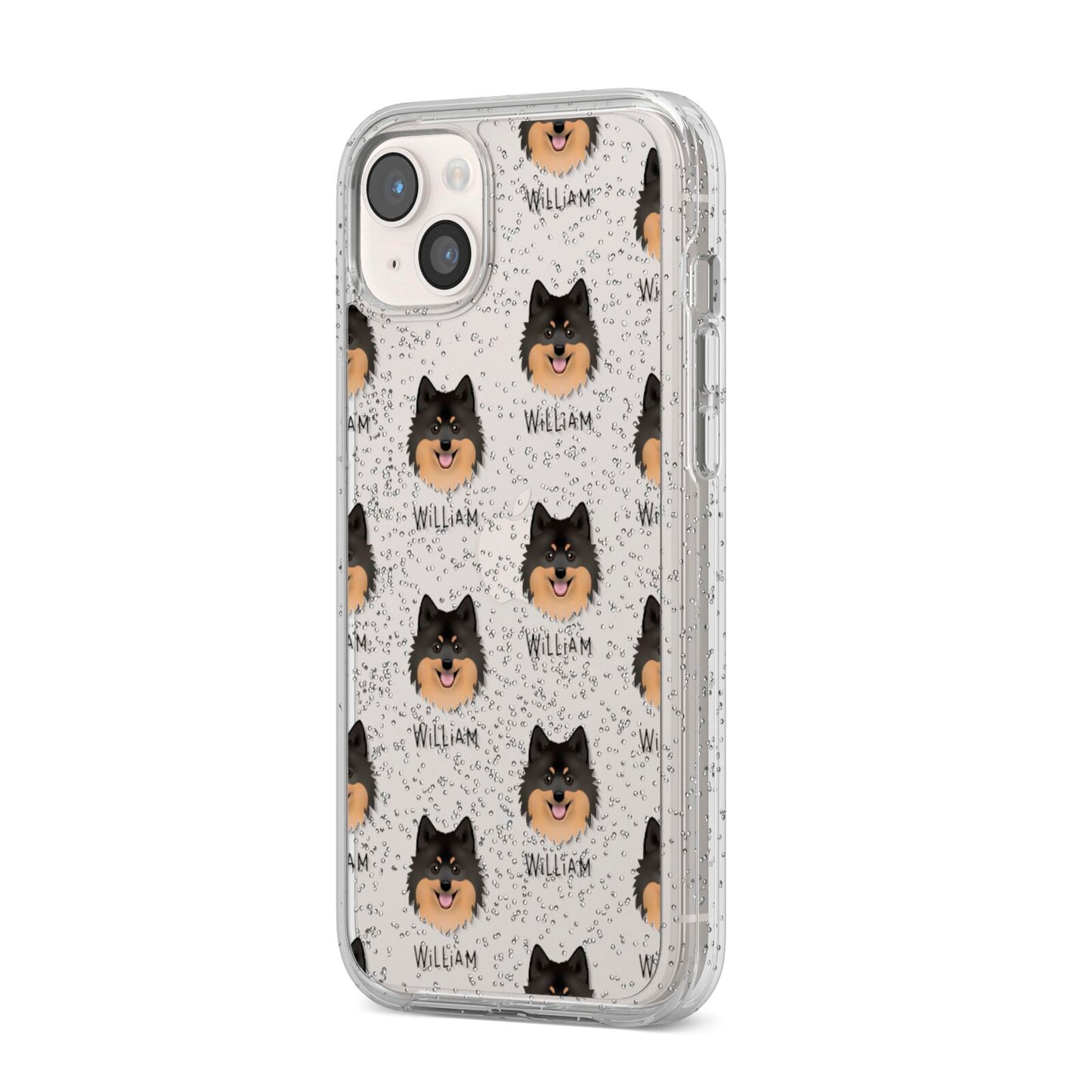 German Spitz Icon with Name iPhone 14 Plus Glitter Tough Case Starlight Angled Image