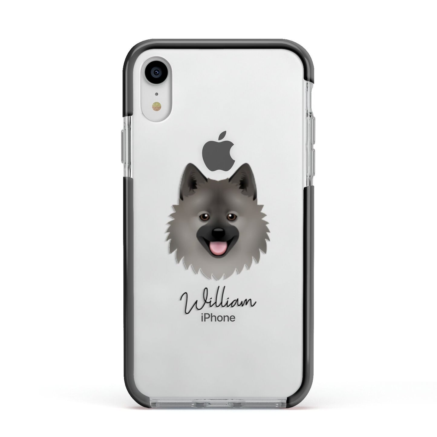 German Spitz Personalised Apple iPhone XR Impact Case Black Edge on Silver Phone