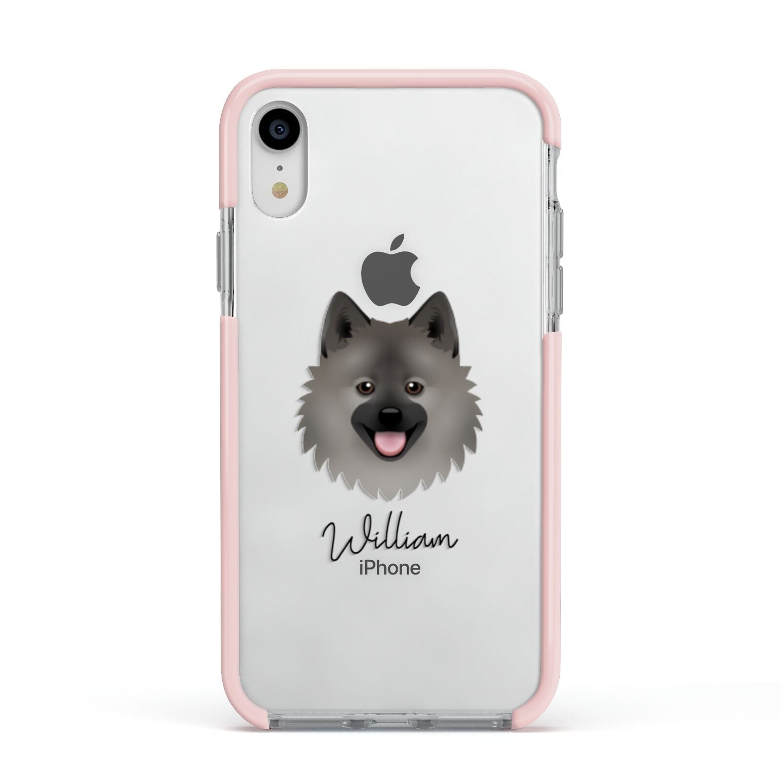 German Spitz Personalised Apple iPhone XR Impact Case Pink Edge on Silver Phone