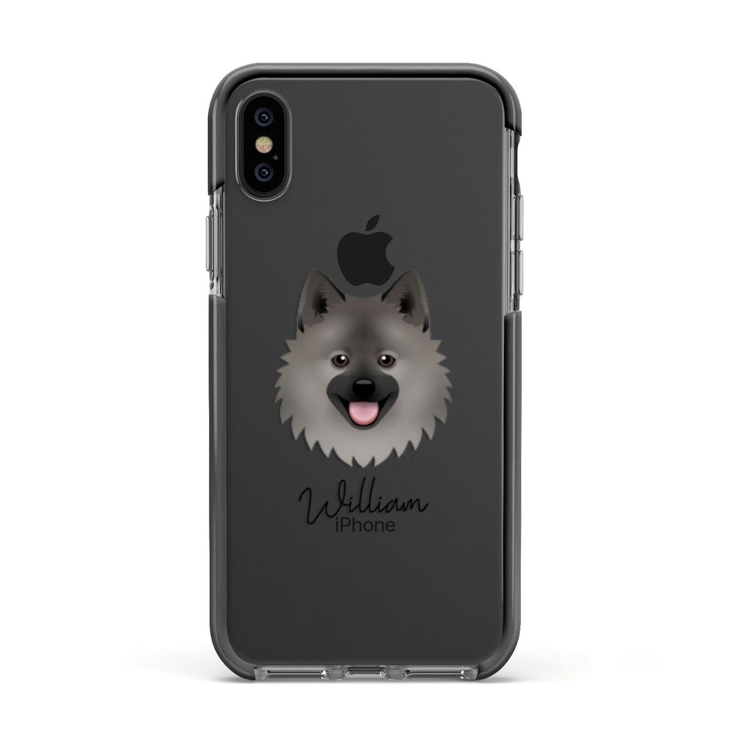 German Spitz Personalised Apple iPhone Xs Impact Case Black Edge on Black Phone