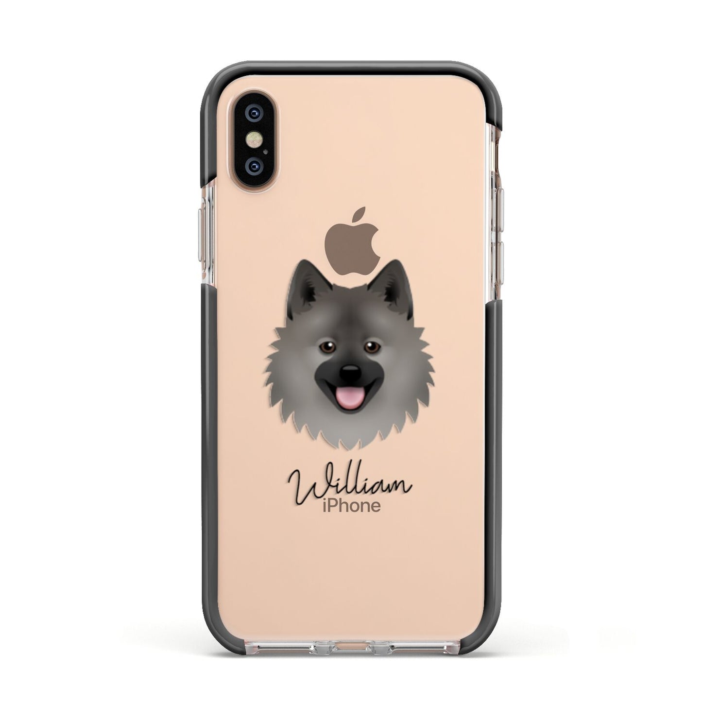 German Spitz Personalised Apple iPhone Xs Impact Case Black Edge on Gold Phone