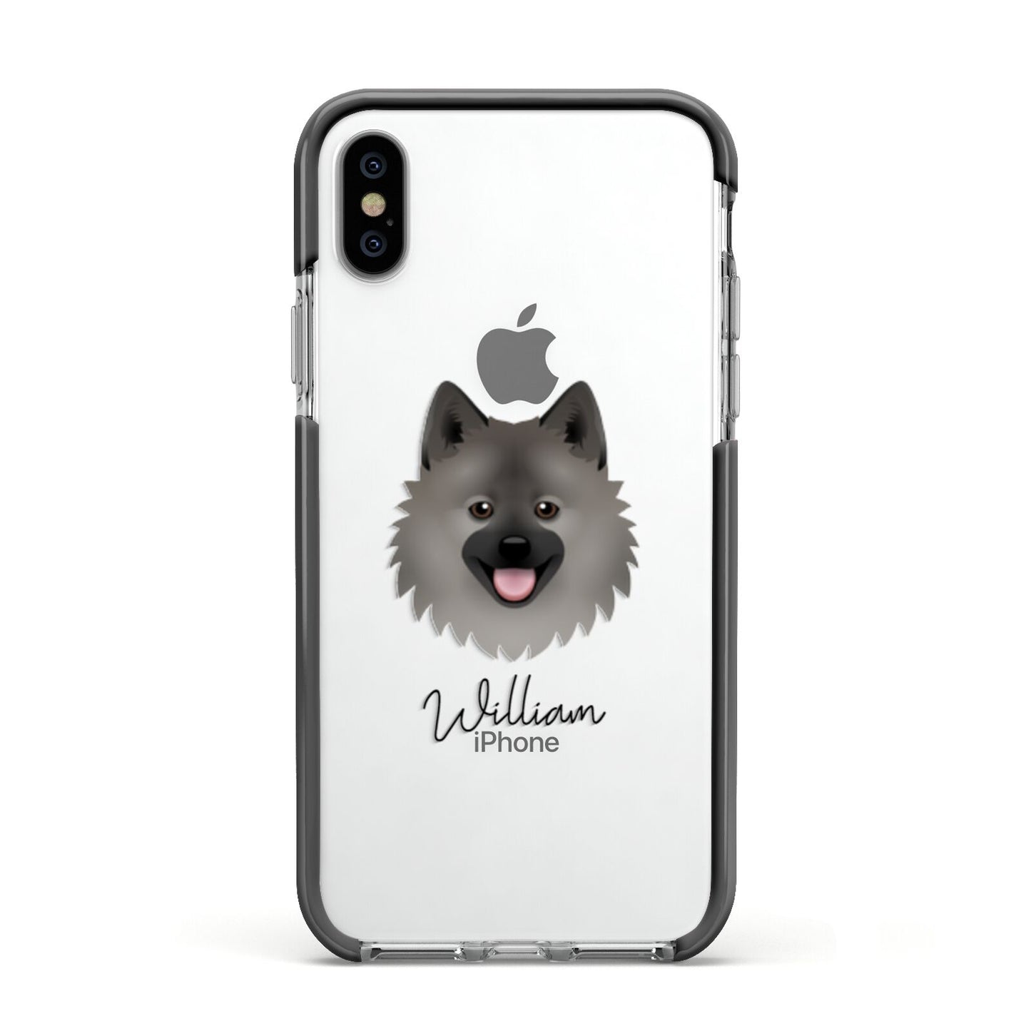 German Spitz Personalised Apple iPhone Xs Impact Case Black Edge on Silver Phone