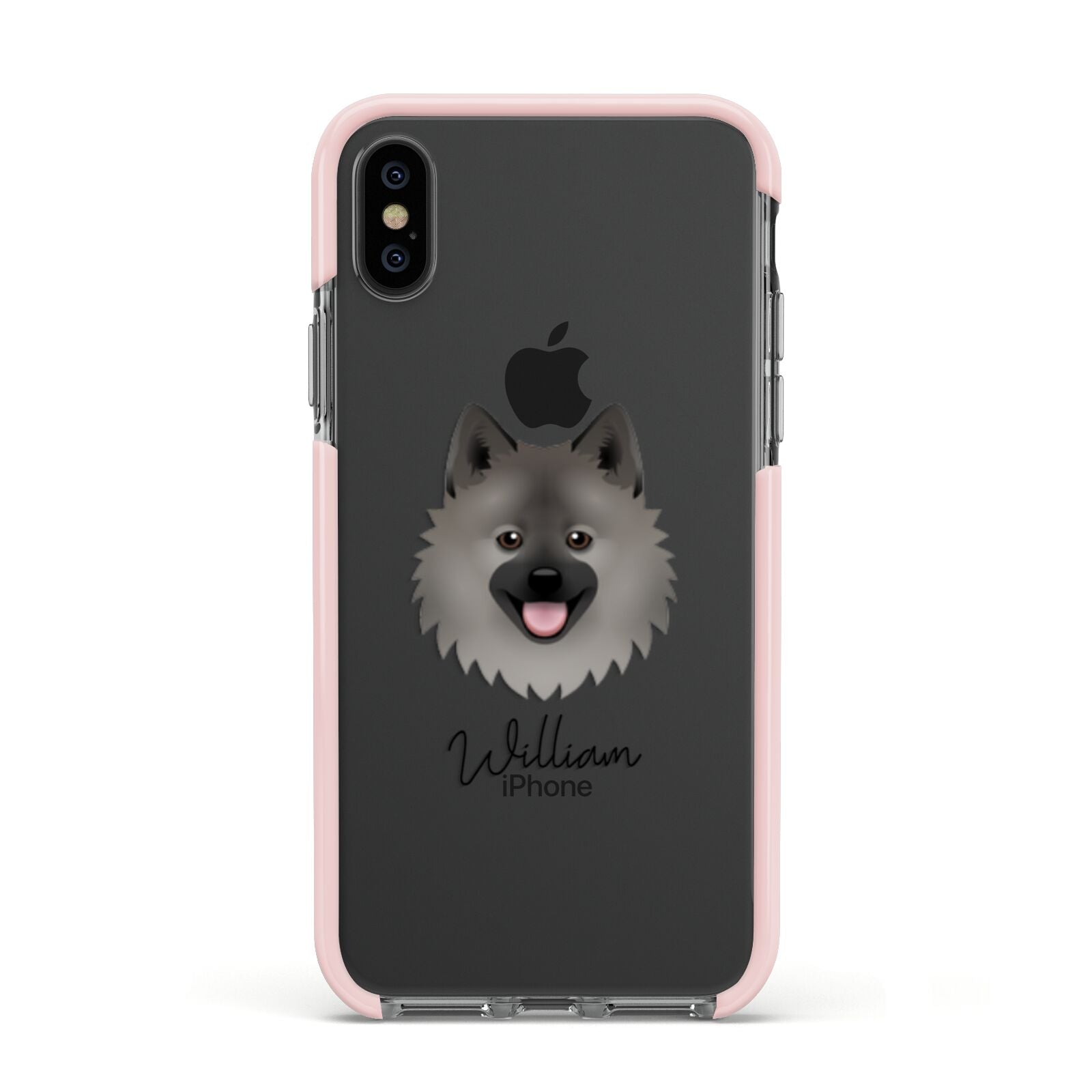 German Spitz Personalised Apple iPhone Xs Impact Case Pink Edge on Black Phone