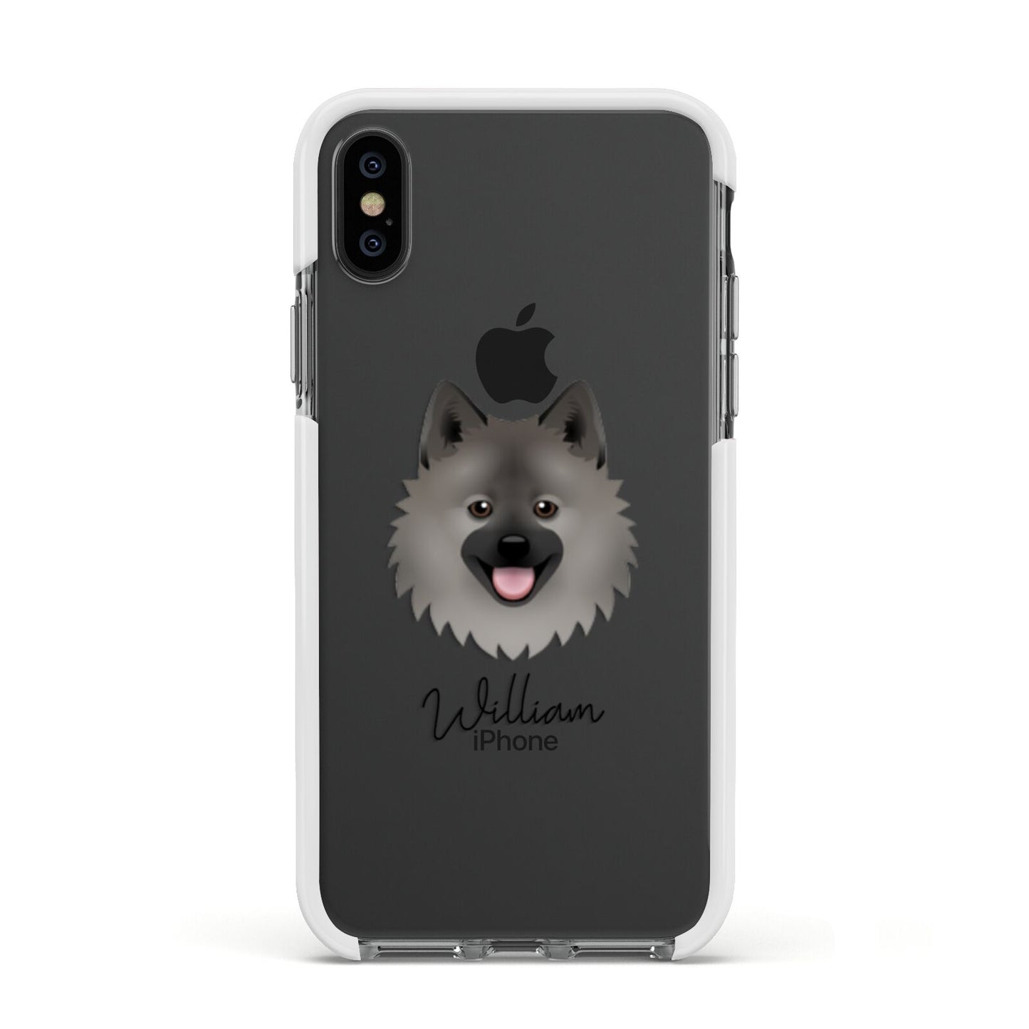 German Spitz Personalised Apple iPhone Xs Impact Case White Edge on Black Phone