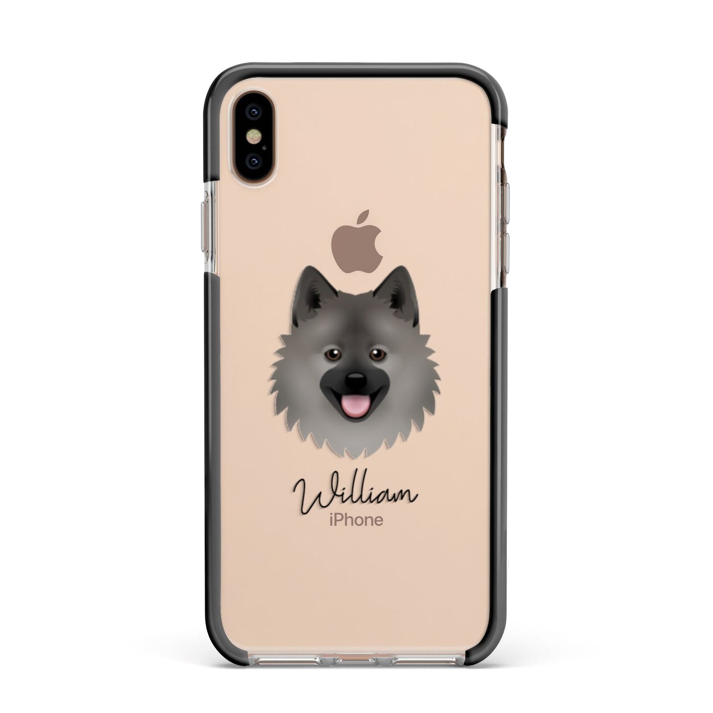 German Spitz Personalised Apple iPhone Xs Max Impact Case Black Edge on Gold Phone