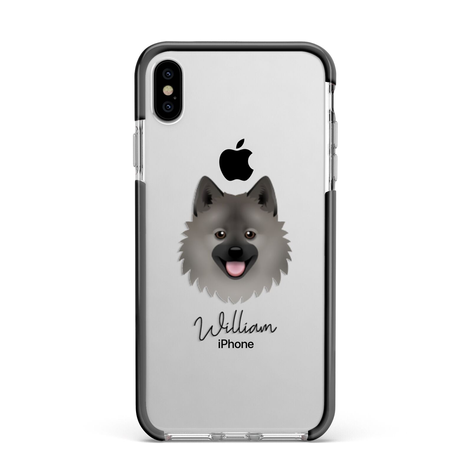 German Spitz Personalised Apple iPhone Xs Max Impact Case Black Edge on Silver Phone