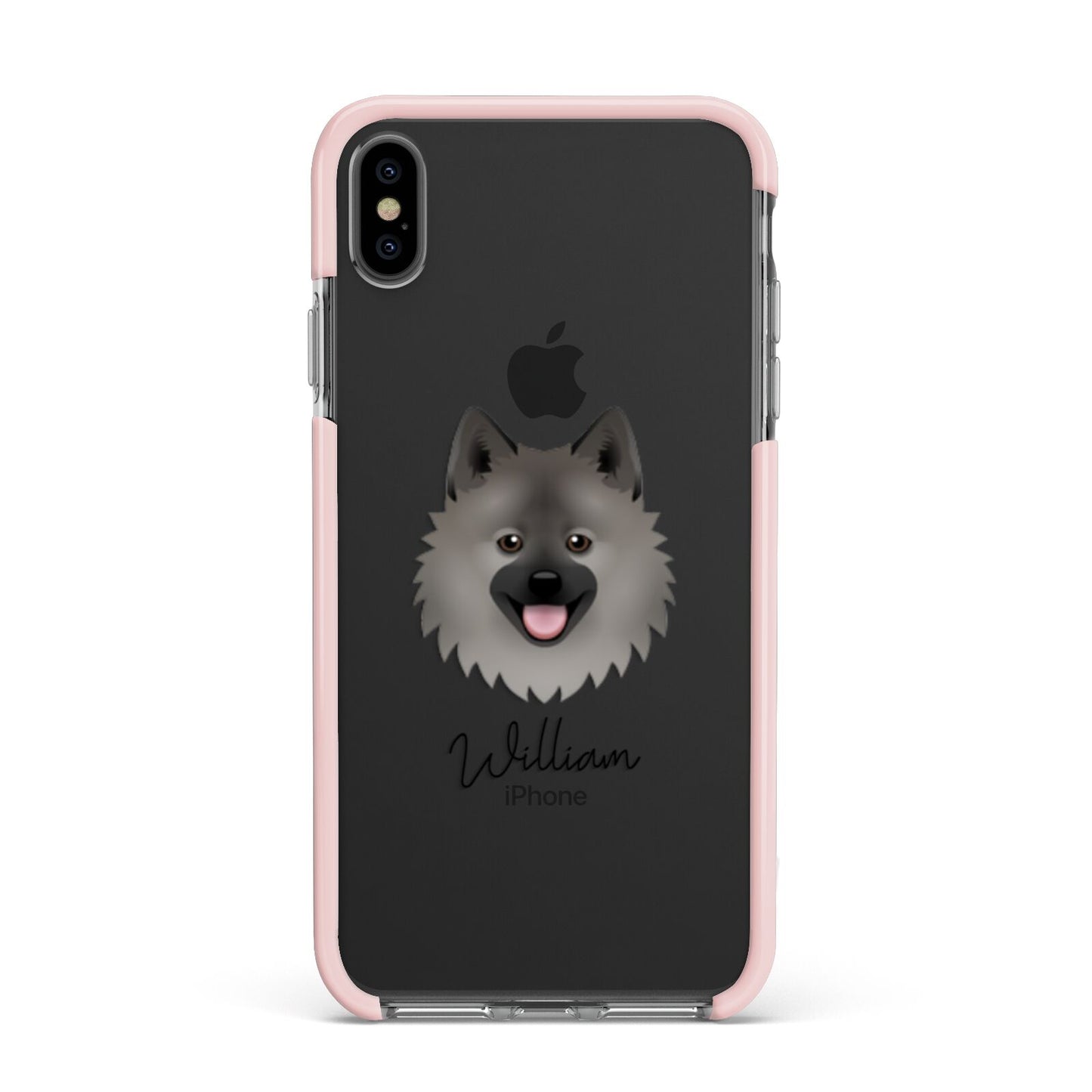 German Spitz Personalised Apple iPhone Xs Max Impact Case Pink Edge on Black Phone