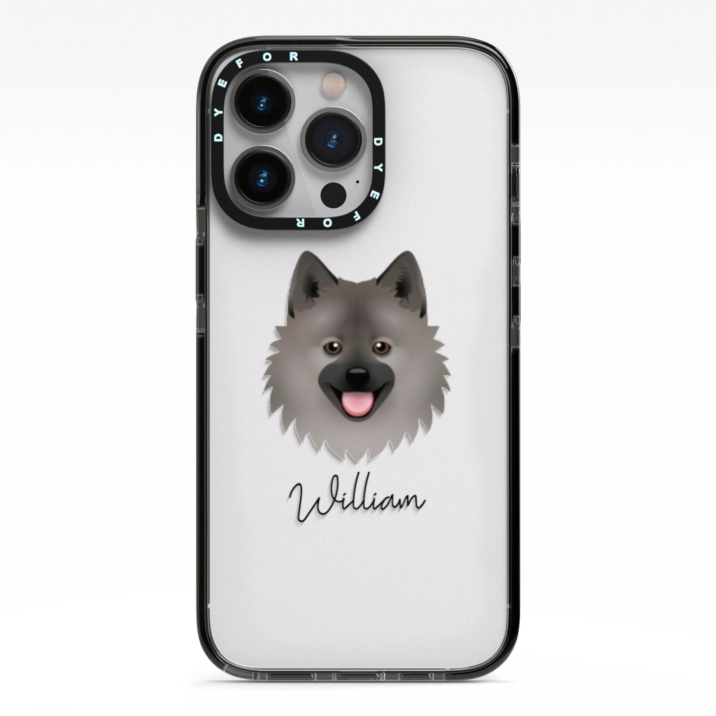 German Spitz Personalised iPhone 13 Pro Black Impact Case on Silver phone