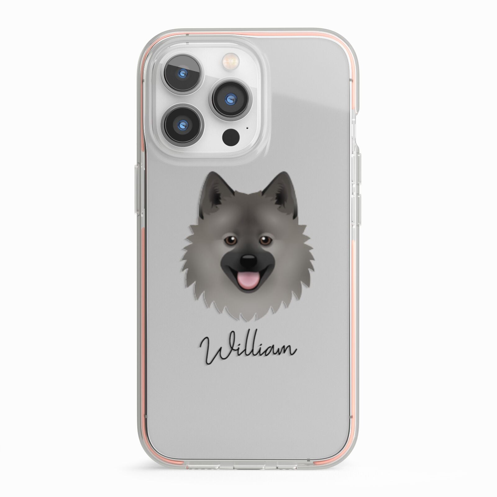 German Spitz Personalised iPhone 13 Pro TPU Impact Case with Pink Edges