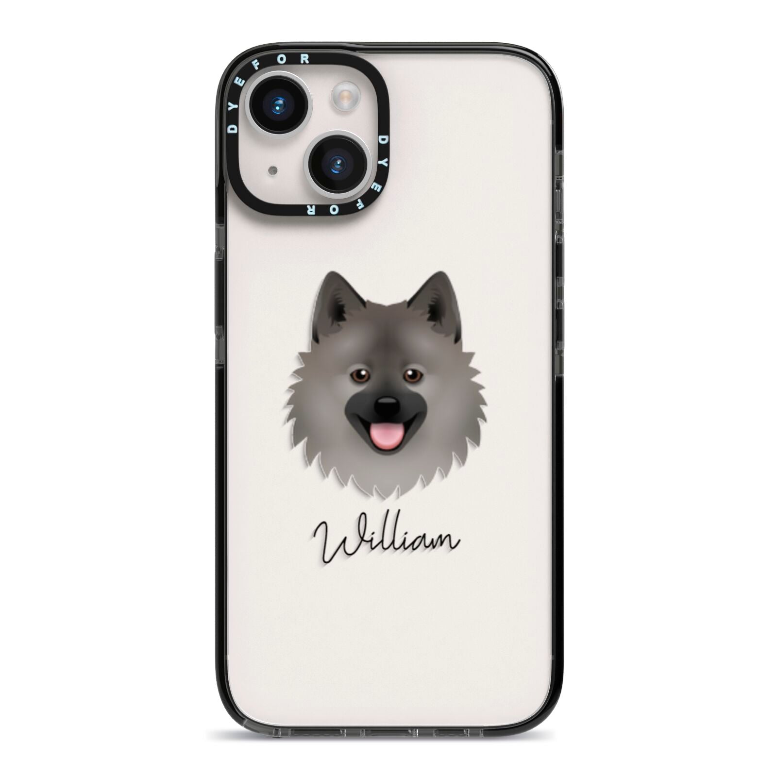 German Spitz Personalised iPhone 14 Black Impact Case on Silver phone