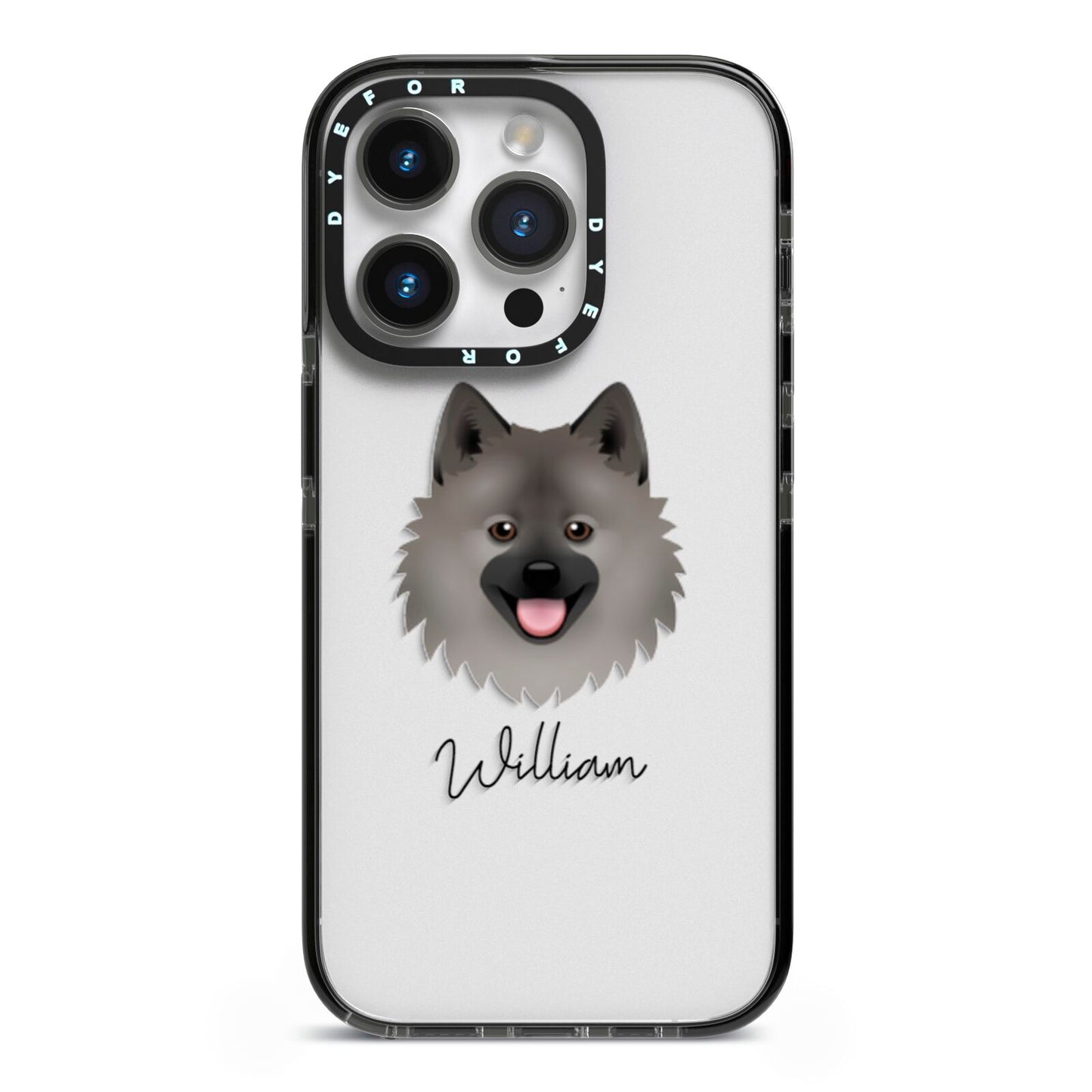 German Spitz Personalised iPhone 14 Pro Black Impact Case on Silver phone