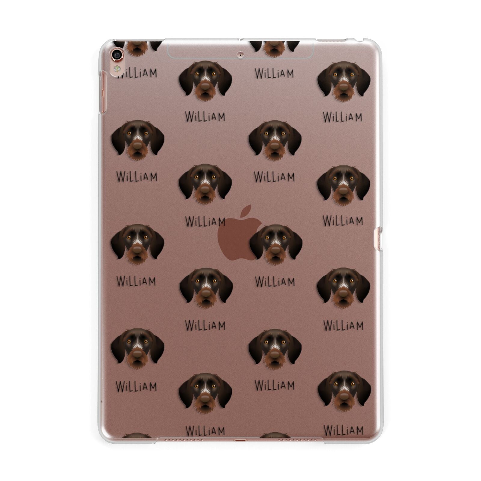 German Wirehaired Pointer Icon with Name Apple iPad Rose Gold Case