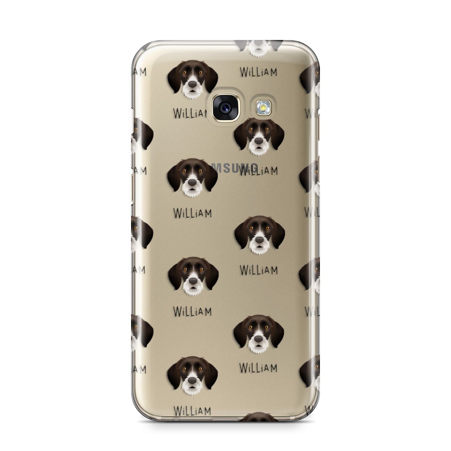 German Wirehaired Pointer Icon with Name Samsung Galaxy A3 2017 Case on gold phone