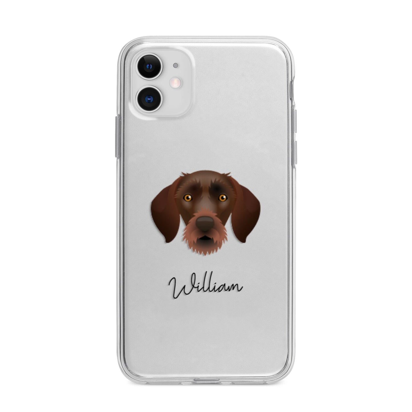 German Wirehaired Pointer Personalised Apple iPhone 11 in White with Bumper Case