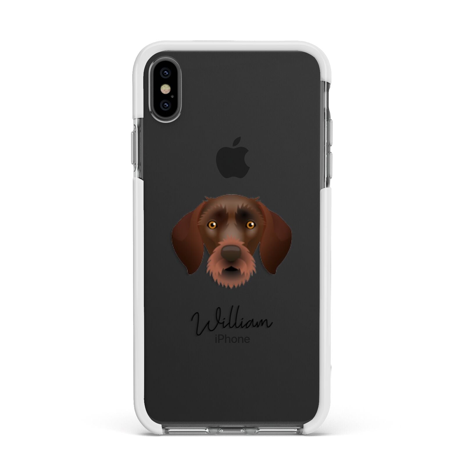 German Wirehaired Pointer Personalised Apple iPhone Xs Max Impact Case White Edge on Black Phone