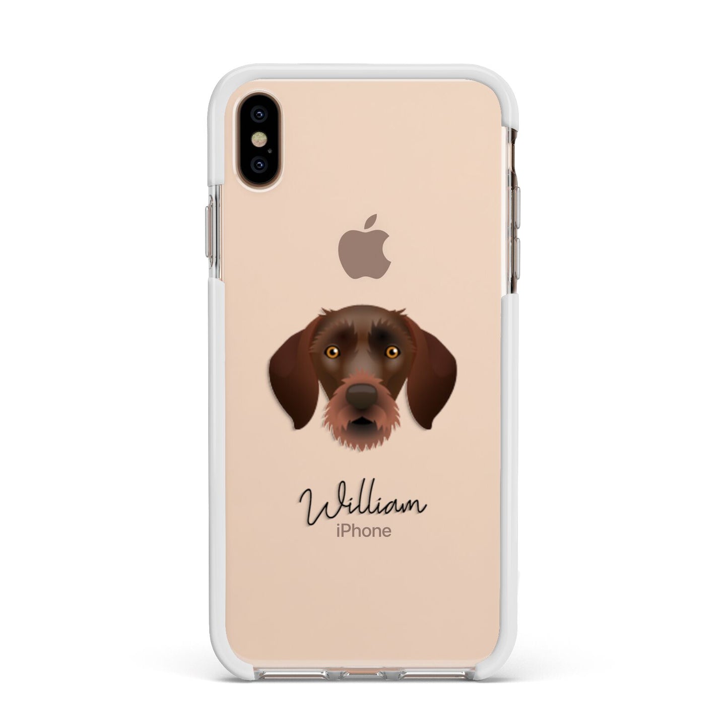 German Wirehaired Pointer Personalised Apple iPhone Xs Max Impact Case White Edge on Gold Phone