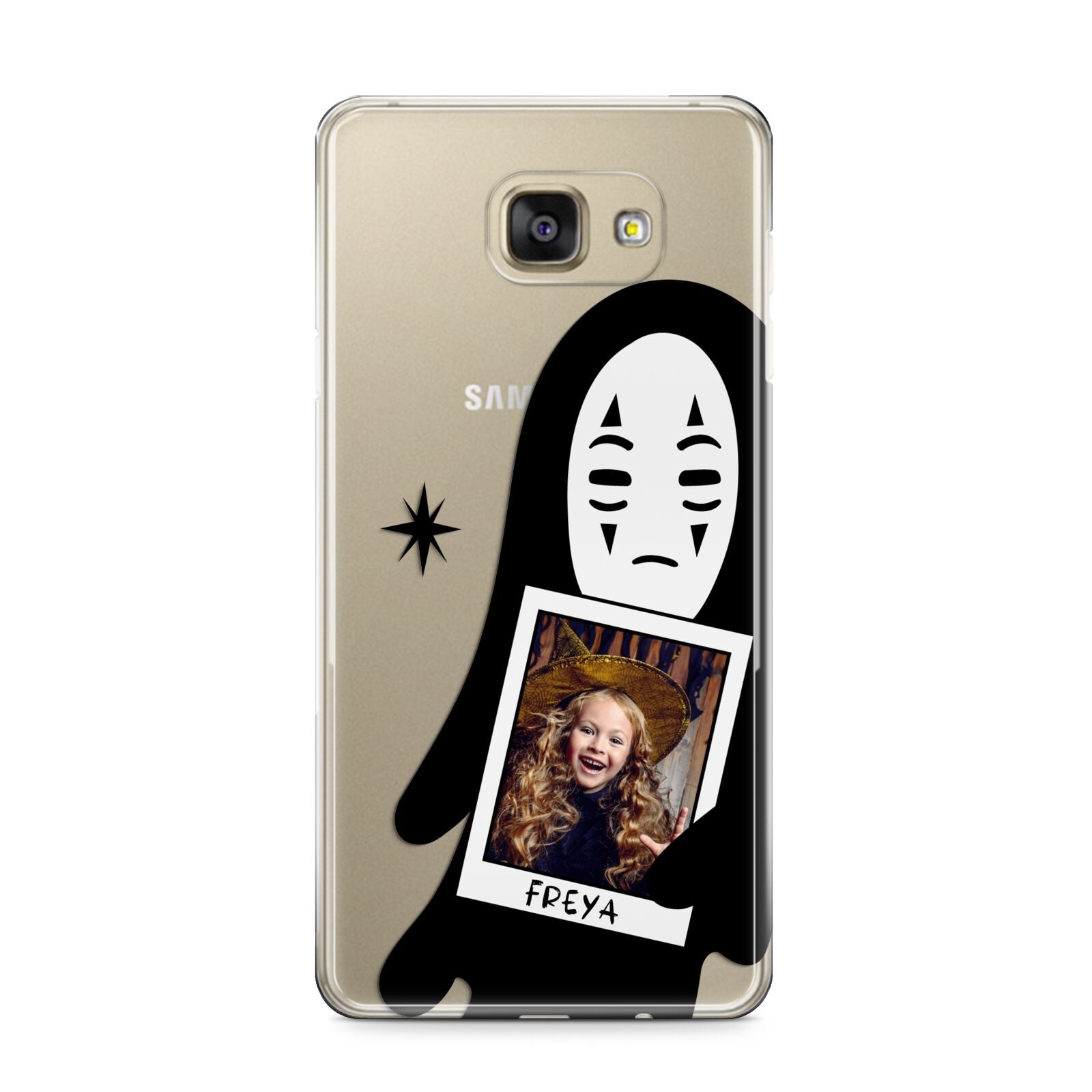 Ghostly Halloween Photo Samsung Galaxy A9 2016 Case on gold phone