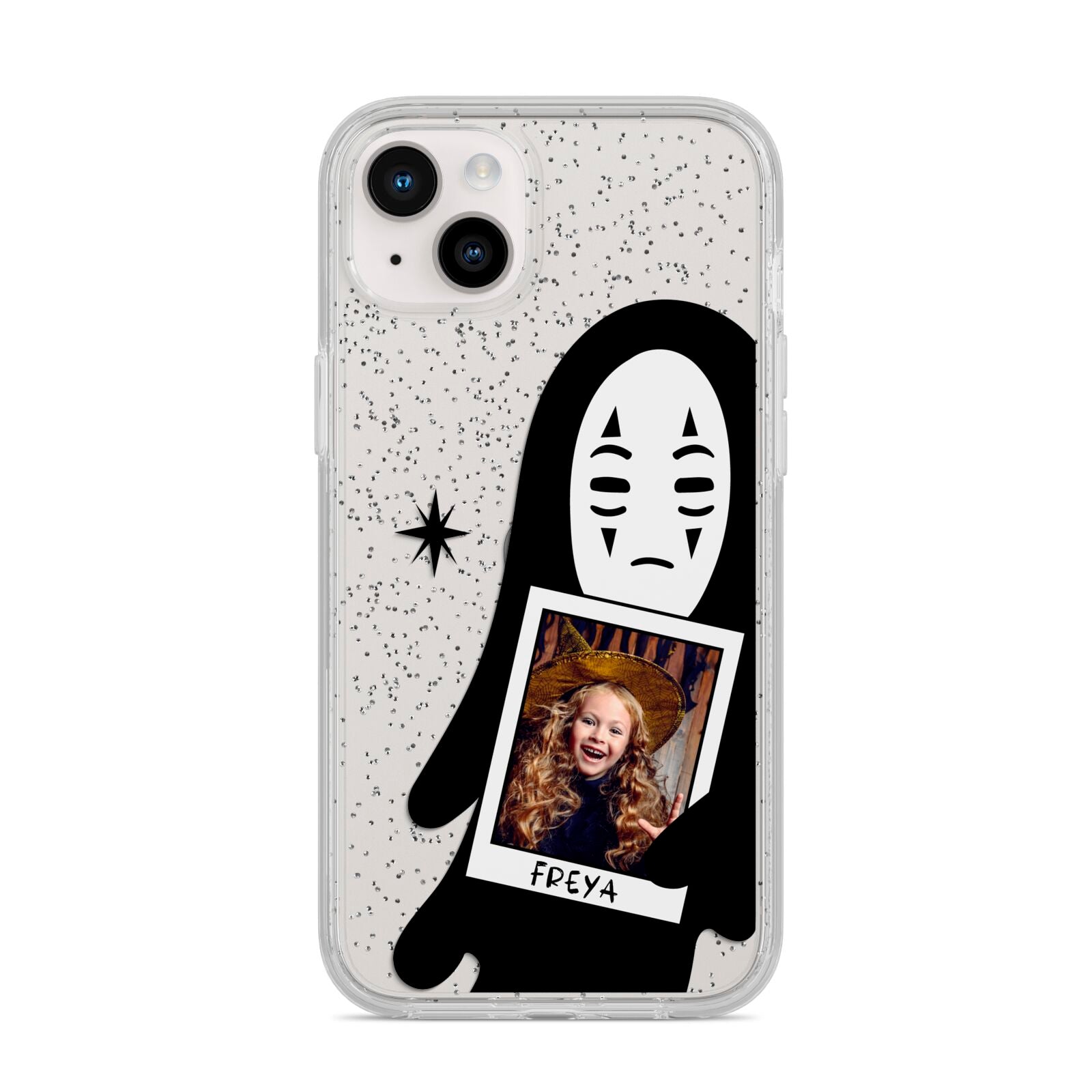 Ghostly Halloween Photo iPhone 14 Plus Glitter Tough Case Starlight