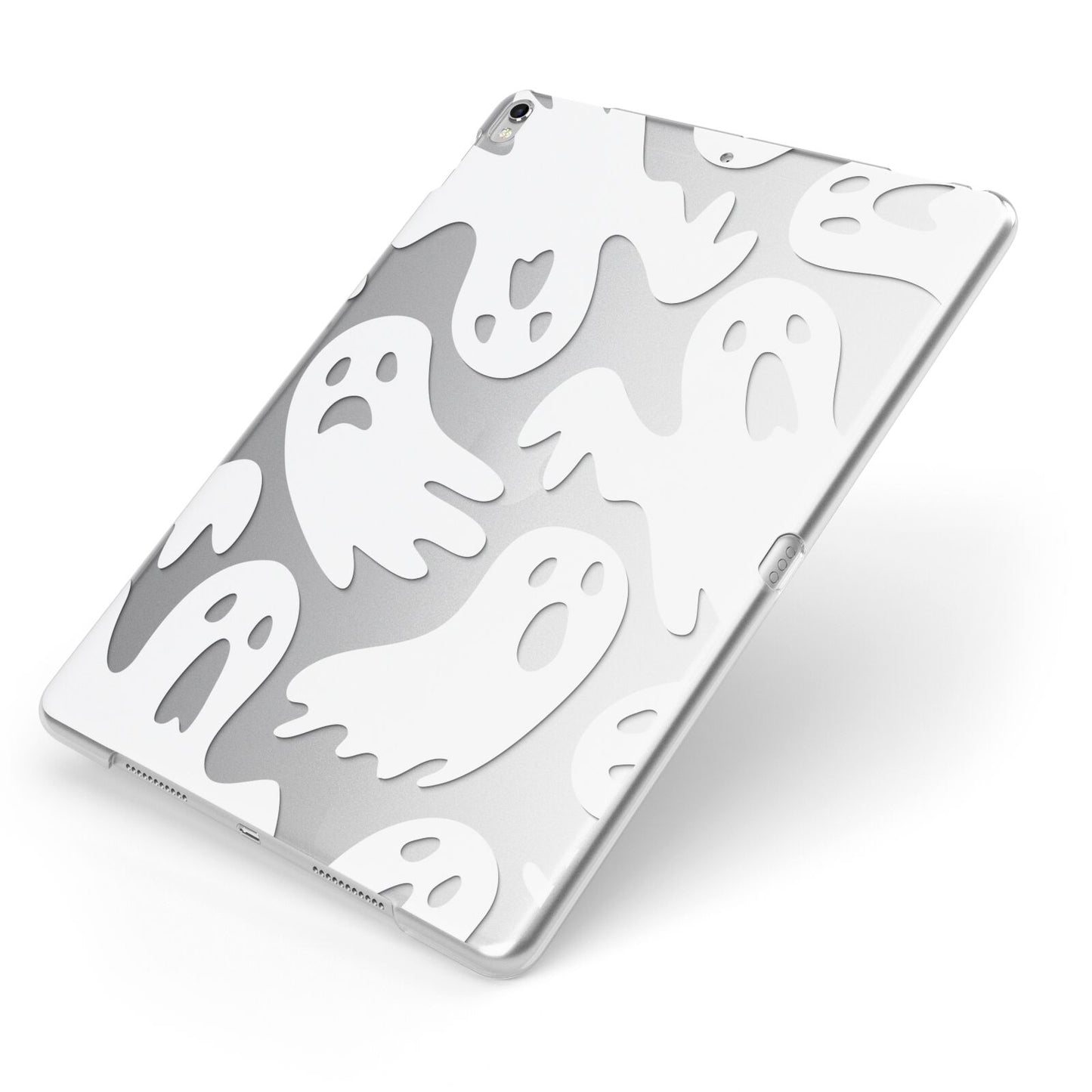 Ghosts with Transparent Background Apple iPad Case on Silver iPad Side View