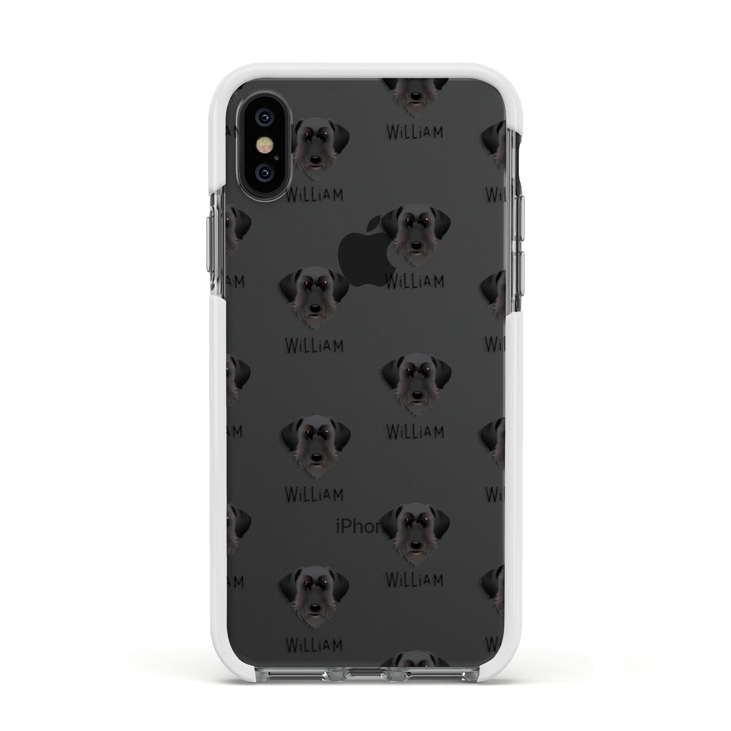 Giant Schnauzer Icon with Name Apple iPhone Xs Impact Case White Edge on Black Phone