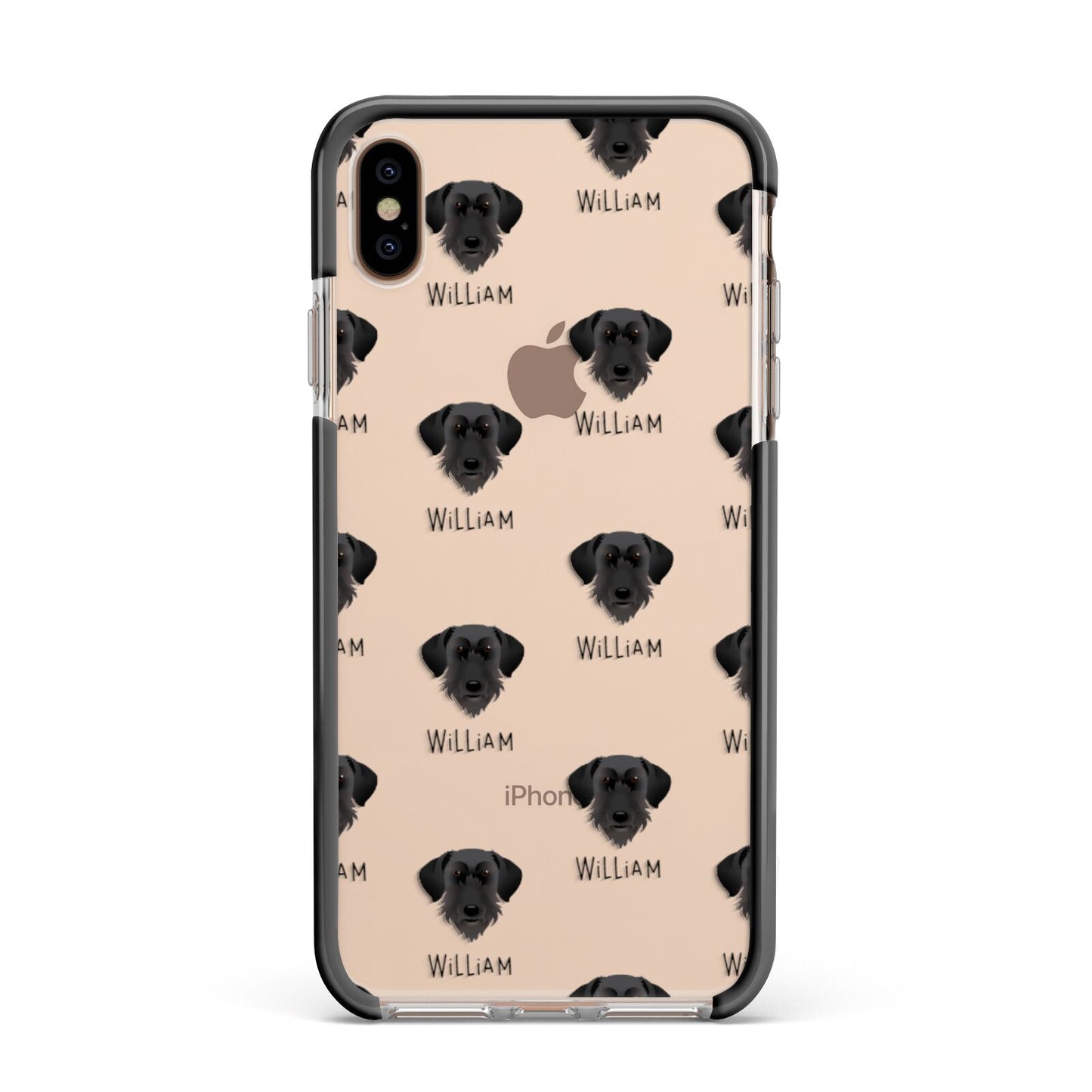 Giant Schnauzer Icon with Name Apple iPhone Xs Max Impact Case Black Edge on Gold Phone