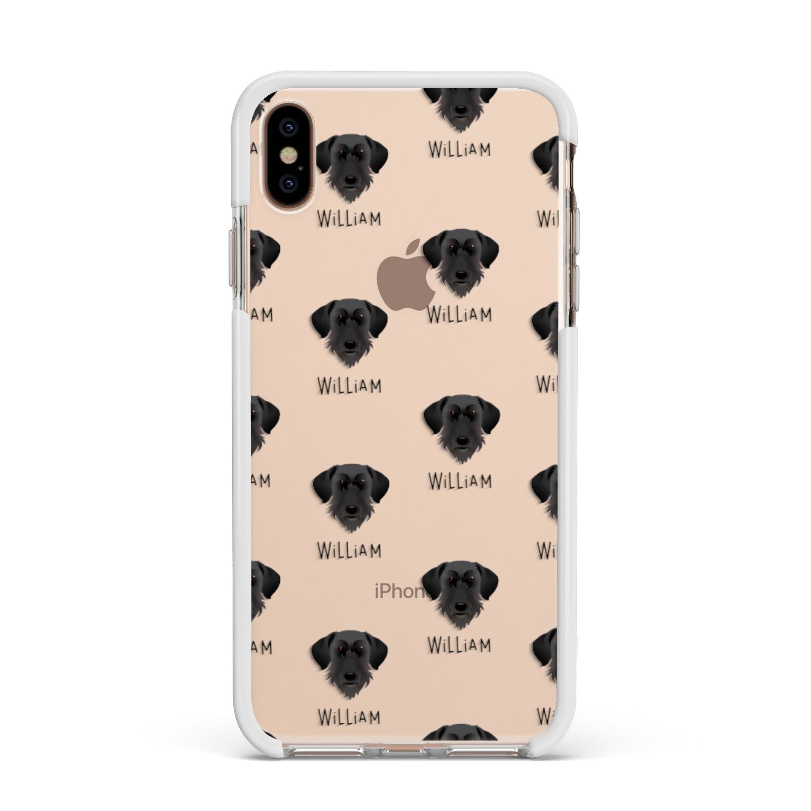 Giant Schnauzer Icon with Name Apple iPhone Xs Max Impact Case White Edge on Gold Phone